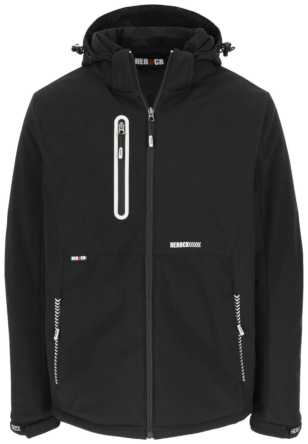 wasserabweisend schwarz TARIS (mit gepolstert, Herock atmungsaktiv, Winterjacke abtrennbarer Kapuze) Softshell,