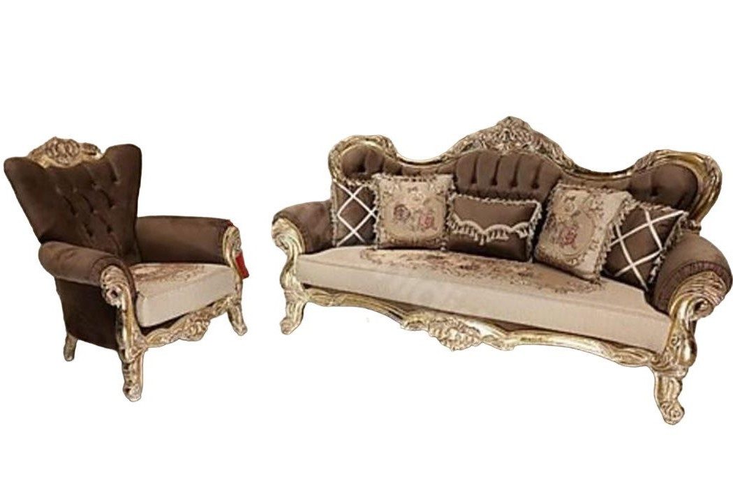 Xlmoebel Polstergarnitur Klassisches Sofa Set mit bequemer Polsterung in zeitlosem Design, (Sofa-Set, 2-tlg., Sofa 3-Sitzer / Sessel), Hergestellt in Europa