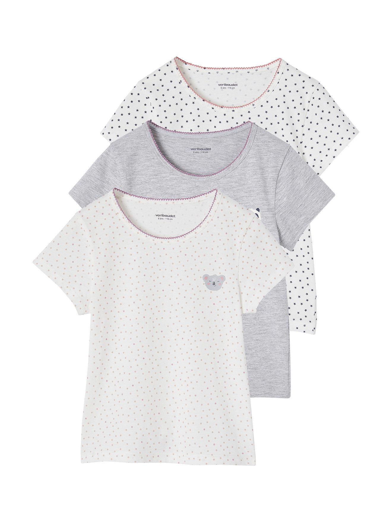 Unterhemd 3er-Pack Mädchen T-Shirts mit Tieren