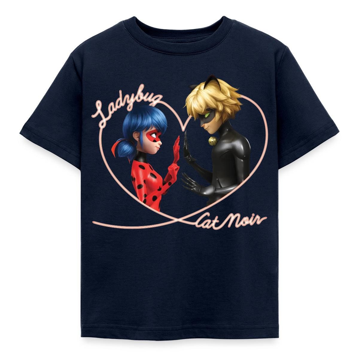 T-Shirt Miraculous Ladybug Und Cat Noir Herz Kinder T-Shirt