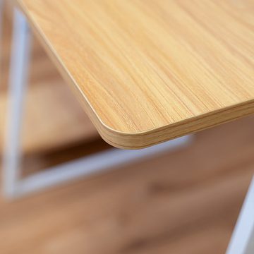 kamelshopping Regal-Schreibtisch Schreibtisch mit Aufbewahrungsregal, MDF Holz Arbeitsplatte, Metallgestell, weiß, integriertes Regal, Holz-Optik