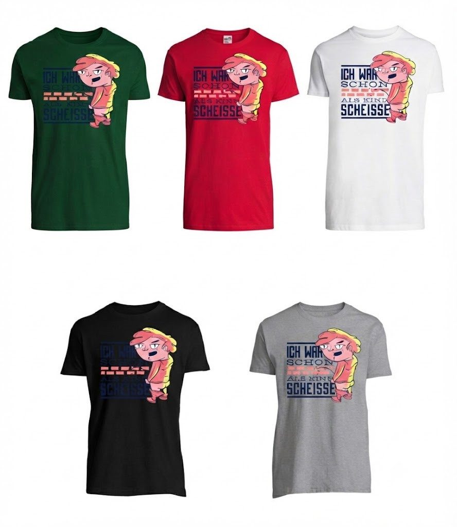Blondie & Brownie T-Shirt KindScheiße Herren Tee Cartoon Print Motiv Freizeitshirt Print (Einzelstück, Einzelartikel) KindScheiße Herren Tee Cartoon Print Motiv