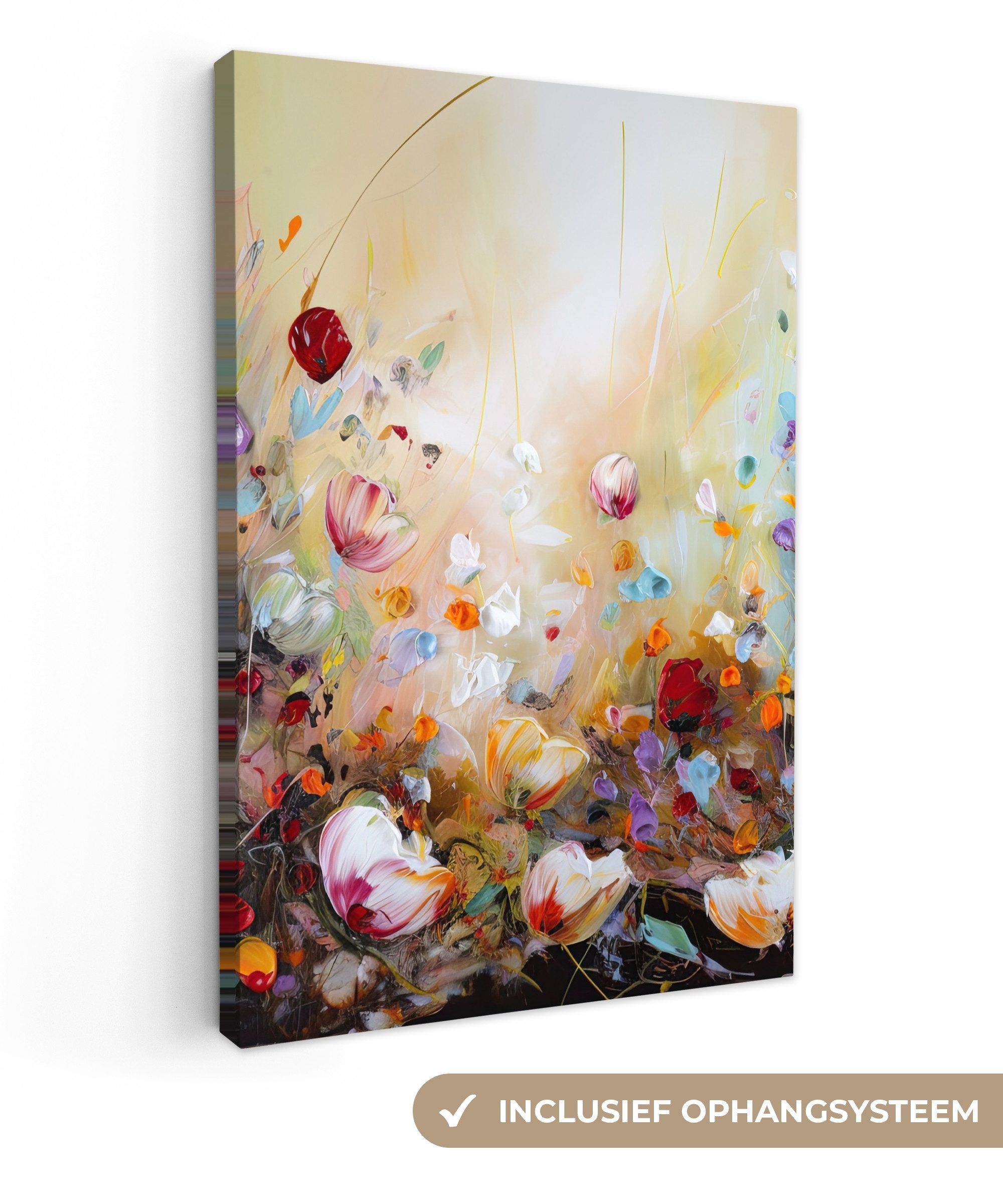 OneMillionCanvasses® Leinwandbild Ölfarben - Blumen - Farbenfroh - Natur, Fotodruck (1 St), Leinwand Canvas Wandbild, Wanddekoration 20x30 cm