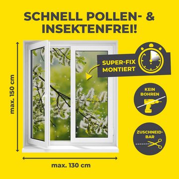 Insektenschutzplissee Fliegengitter Fenster inkl. Pollenschutz 150x130cm zuschneidbar, EASYmaxx, Magnetbefestigung, magnetisch, Moskitonetz