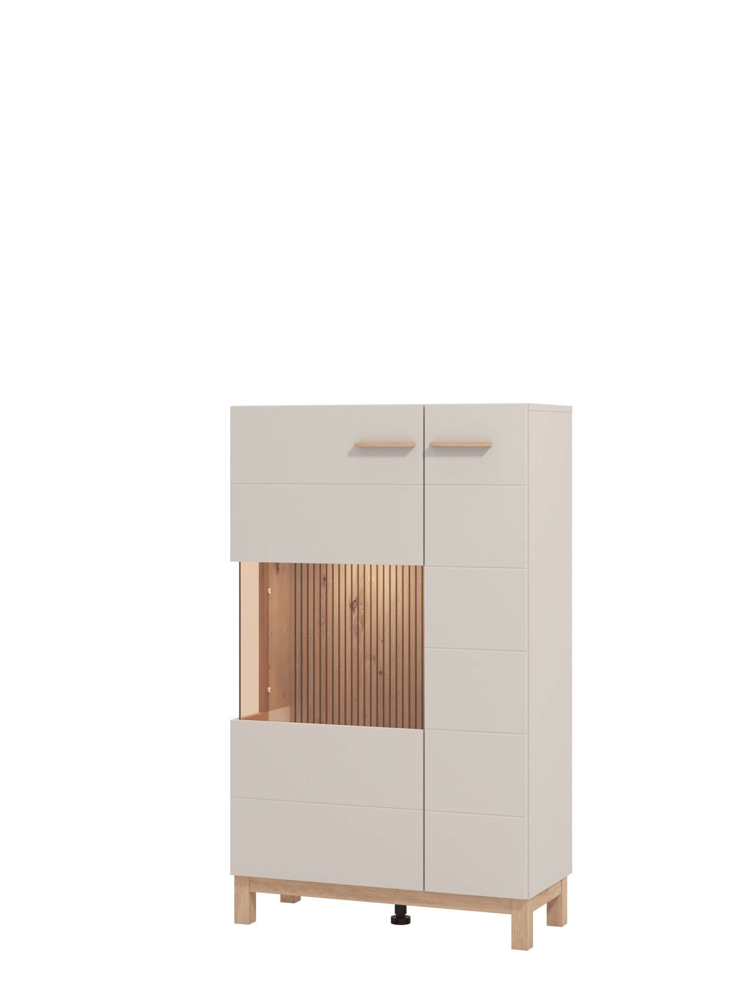 Home affaire Highboard Essex, Hochkommode, Vitrine, Glasvitrine, Kombi-Highboard, Modernes Highboard in Kaschmir mit Glasfront & Lamellen-Optik – Bild 5 von 5