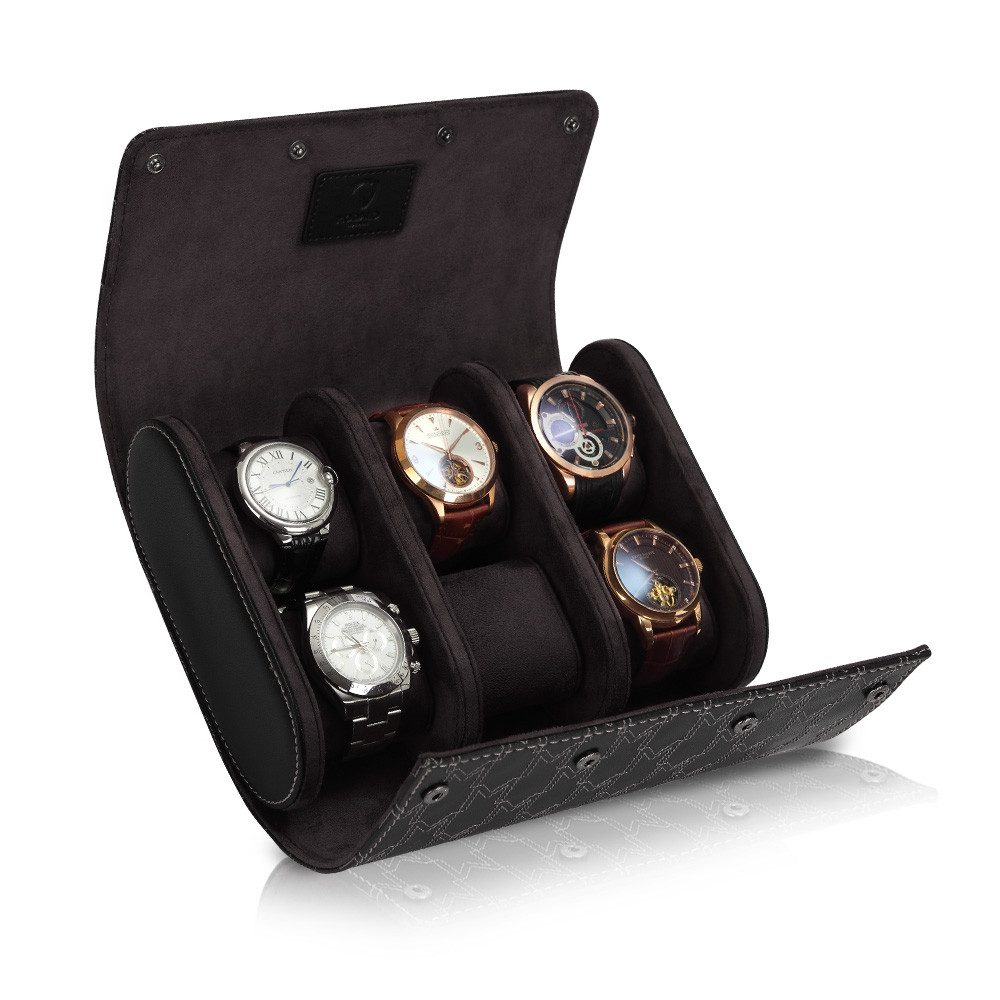 MODALO Uhrenrolle OPTIMUS 6 Uhren (Uhrenbox Uhrenetui Uhrenkasten Uhren Aufbewahrung, Uhrenrolle 6 Uhren)