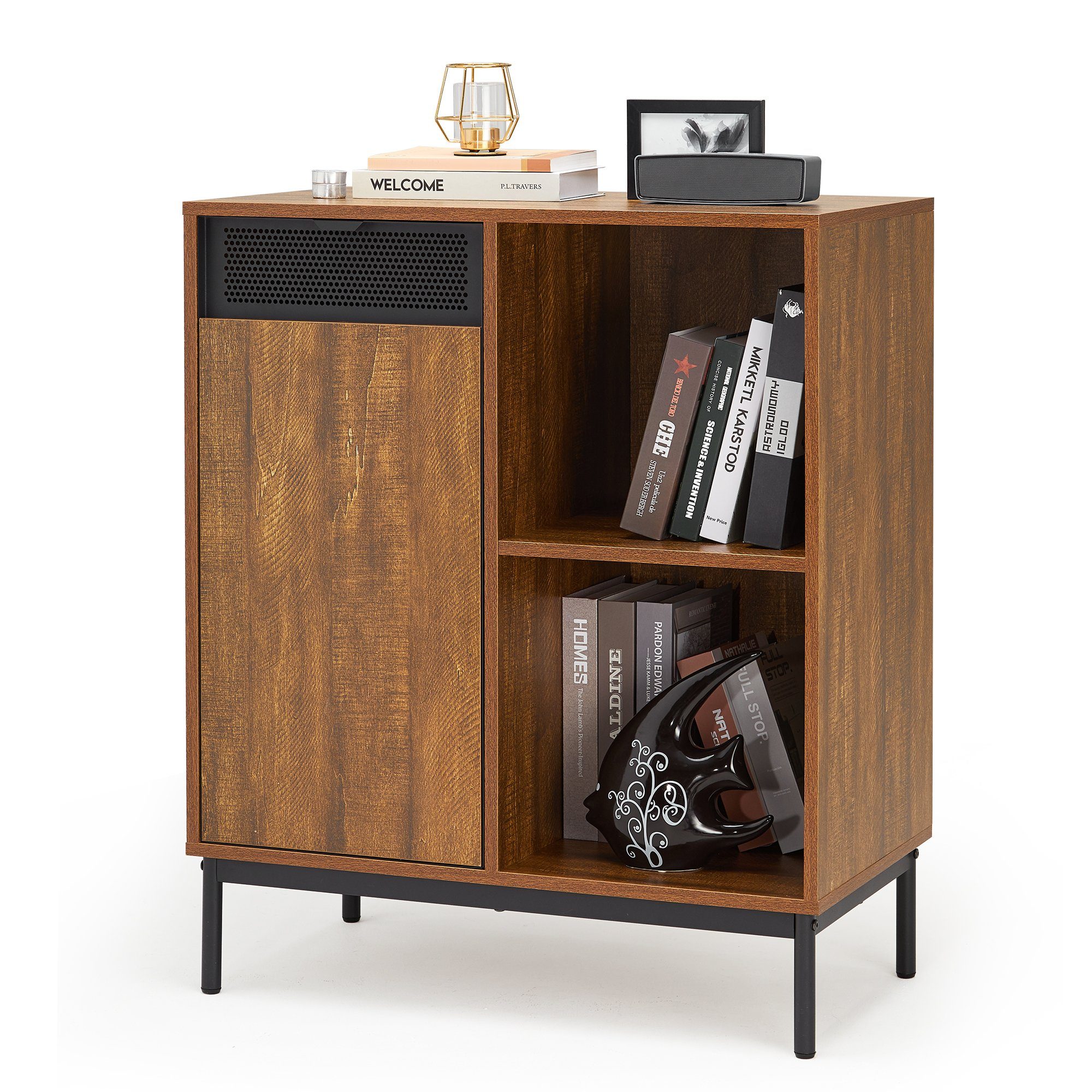 Mondeer Kommode Sideboard, mit ausgeschnittenen Metalltüren und verstellbaren Einlegeböden