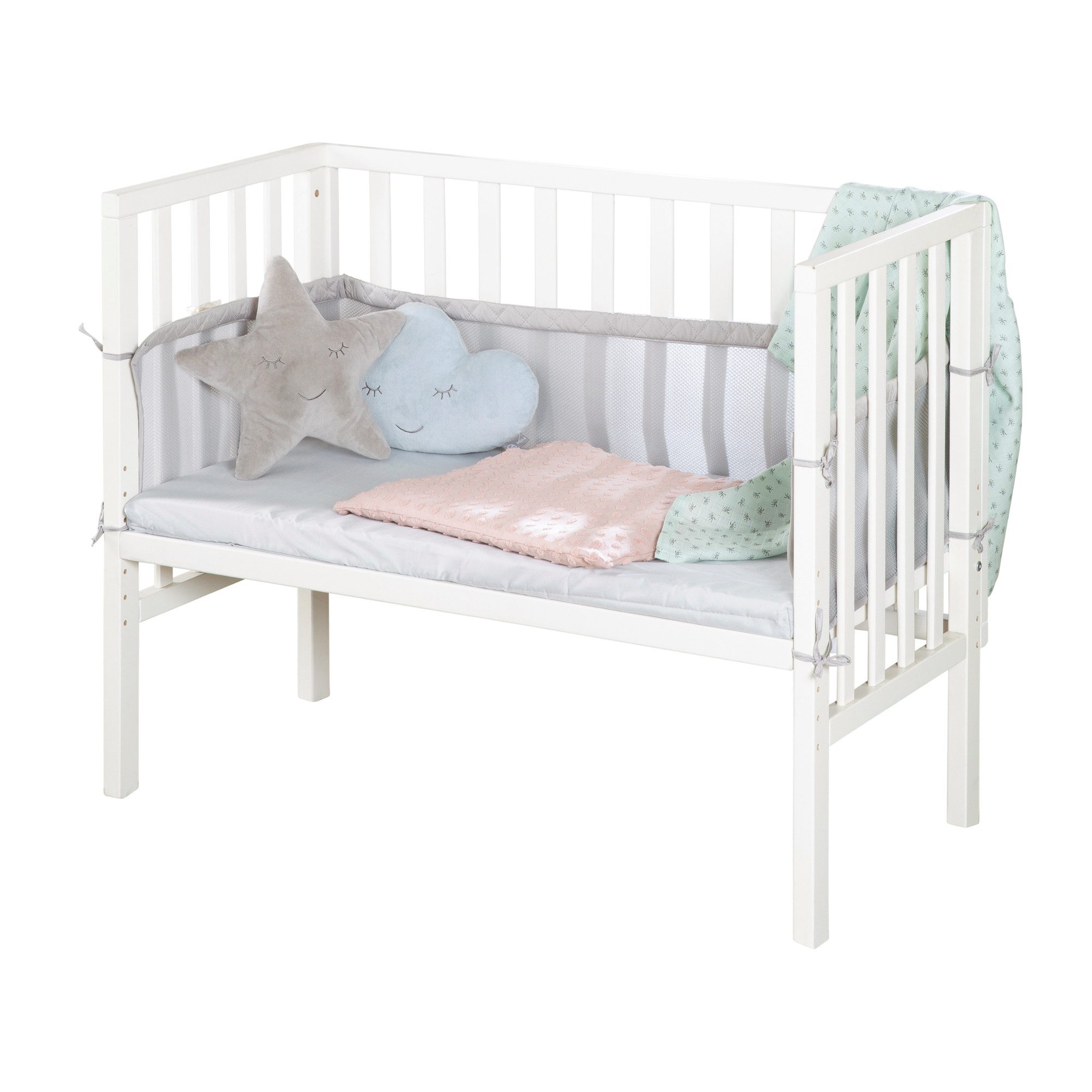 roba® Beistellbett 2 in 1 Bett, inkl. Matratze, Nestchen & Barriere
