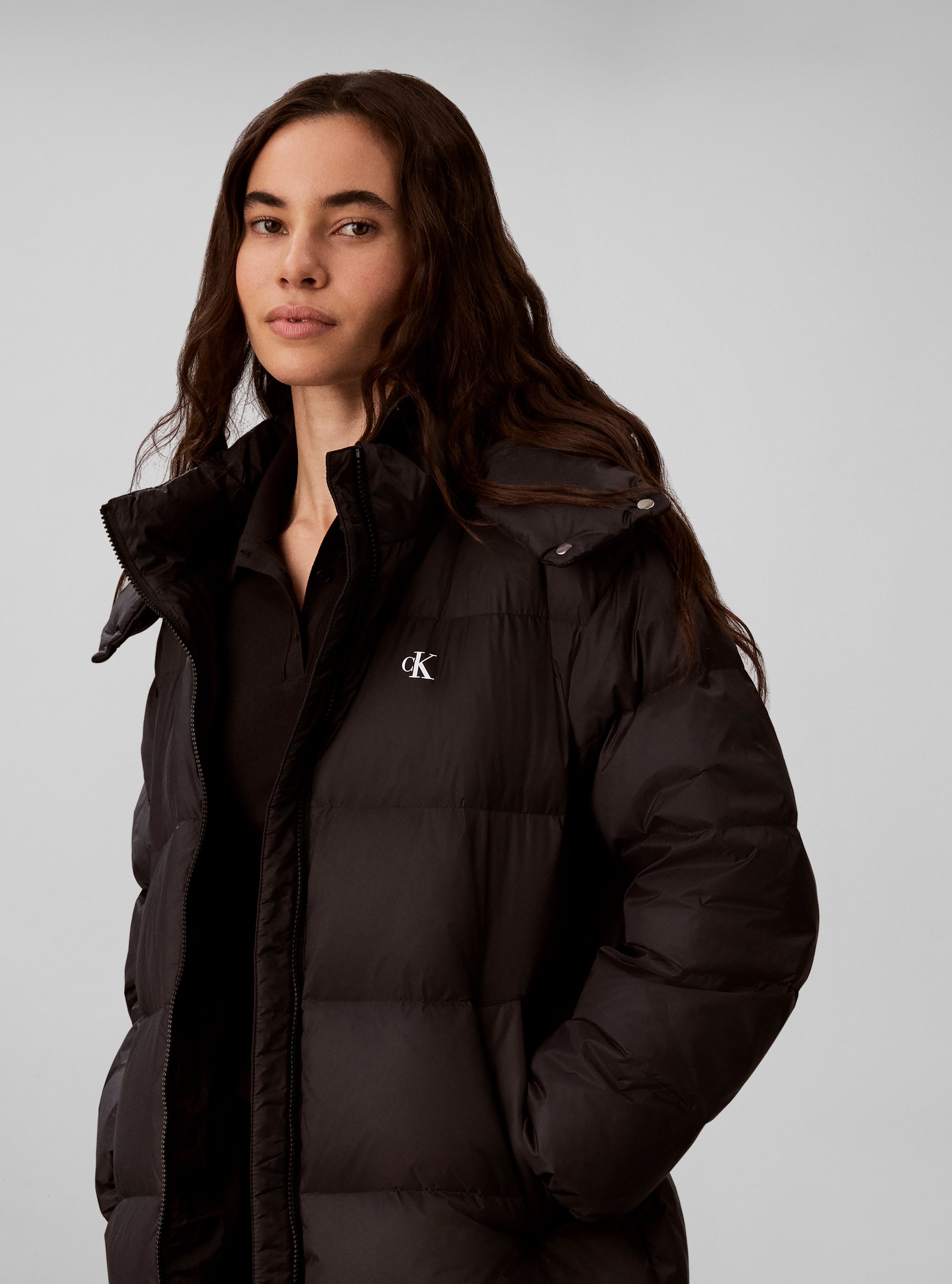 Calvin Klein Jeans Steppmantel ESSENTIAL LONG DOWN PUFFER Regular fit mit Kapuze