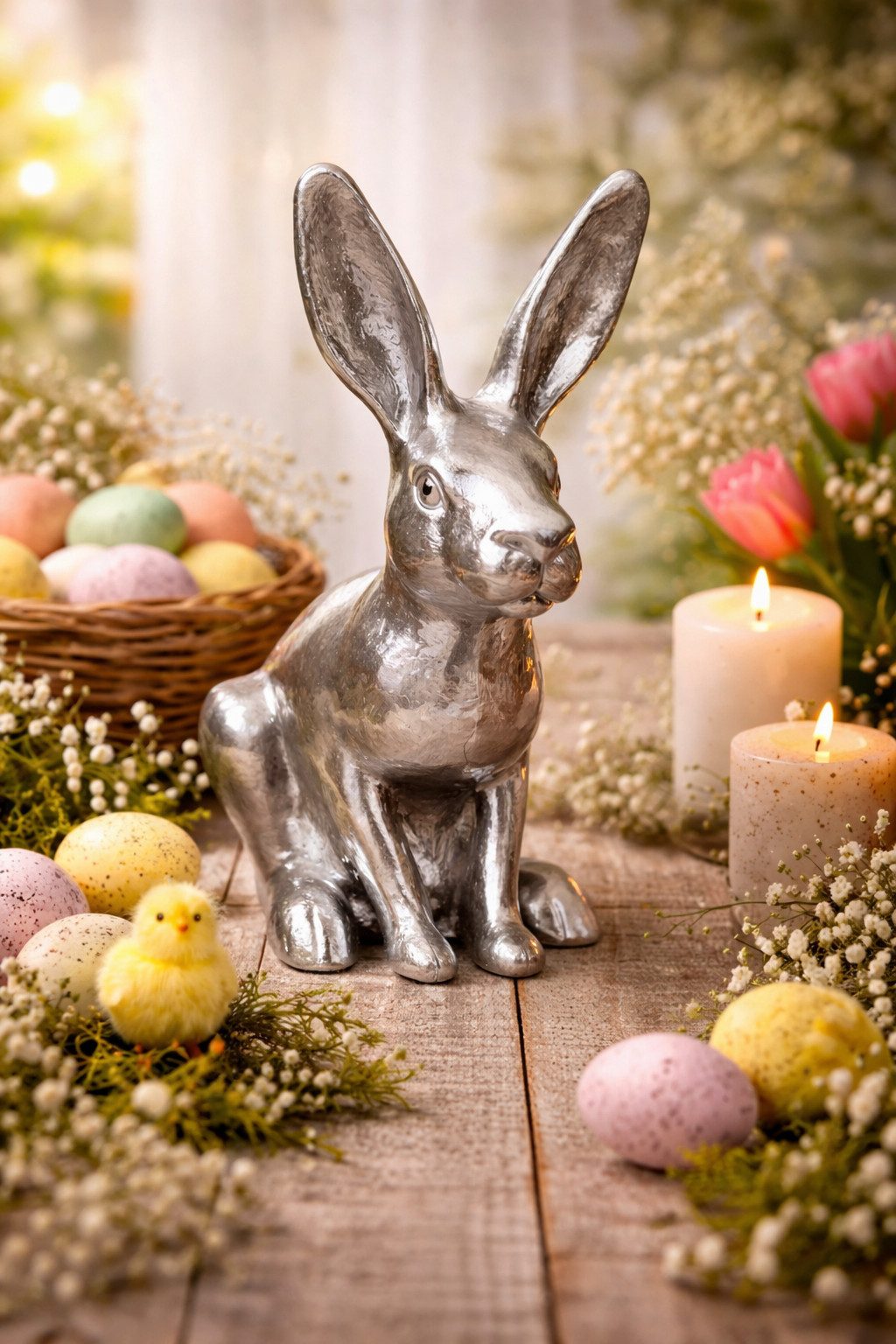 Silberne Hase Dekoration kaufen » Silber Hasen Deko