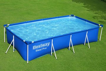 Bestway Framepool Pool Komplettset, Rechteckig, Aufstellpool 259x170x61cm, Planschbecken (Gartenpool ohne Pumpe Set, Gross, Aufstellbecken, Familienpool, Kinderpool), Schwimmbecken für Garten, Stahlrahmen, Kinder & Erwachsene