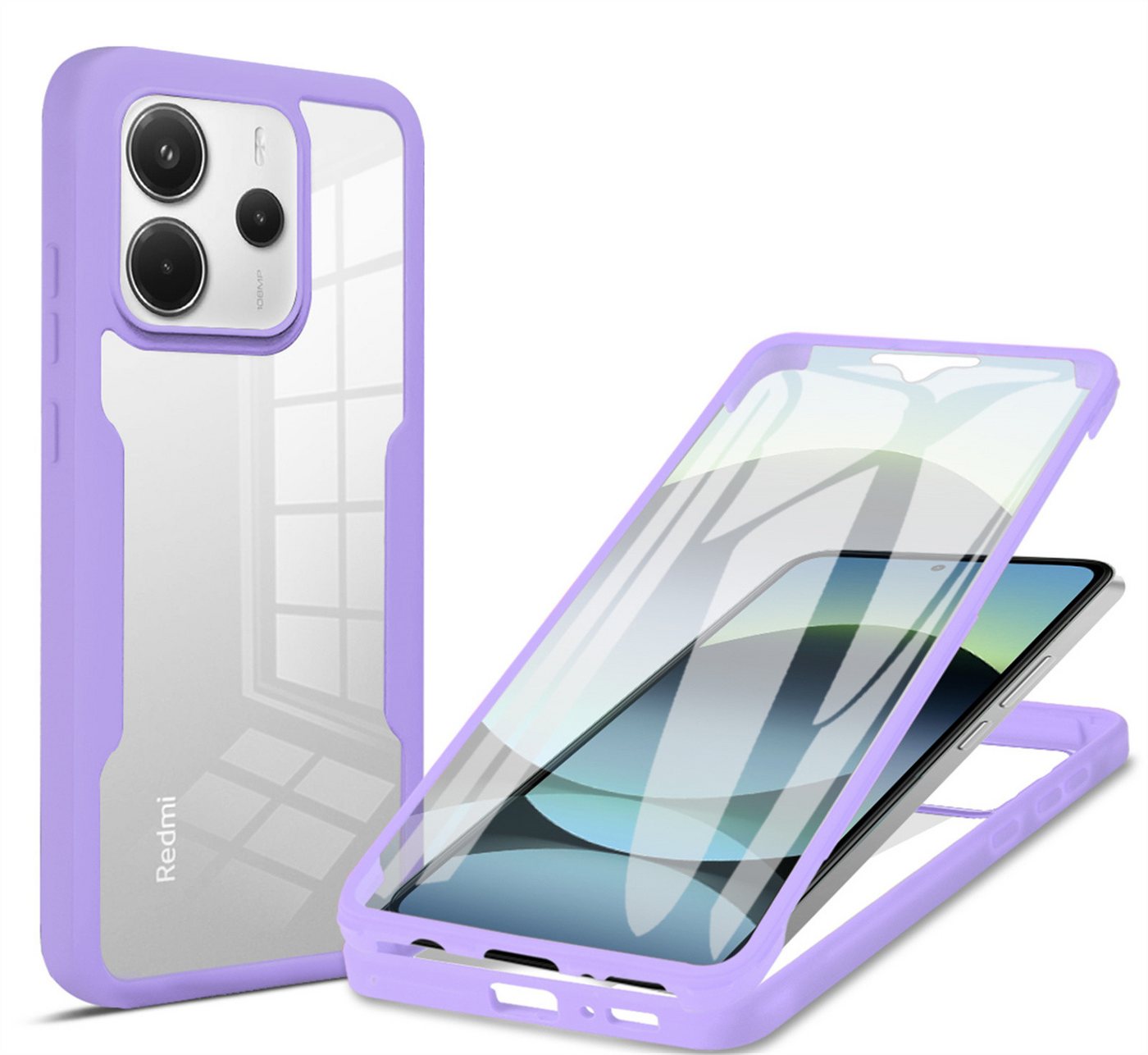 betterfon Handyhülle für Xiaomi Redmi Note 14 4G TPU Schutzcase, 2-teiliges 360 Grad Case mit Rundumschutz und Displayschutz