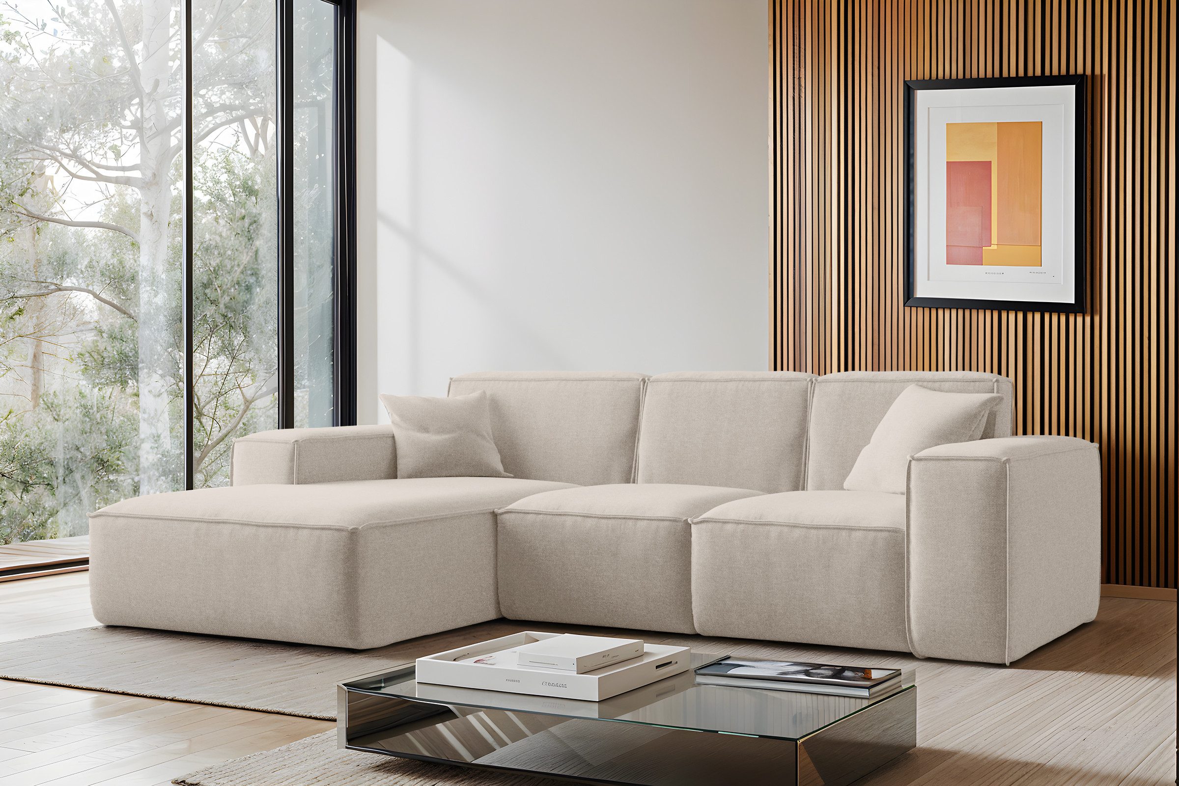 Kaiser Möbel Ecksofa Eckcouch SIENA L-Form, Stoff Poso/Salvador/Maloy/Artico/Velo, Einzelsofa, Bequem, originelles Design, praktisch, viele Farben