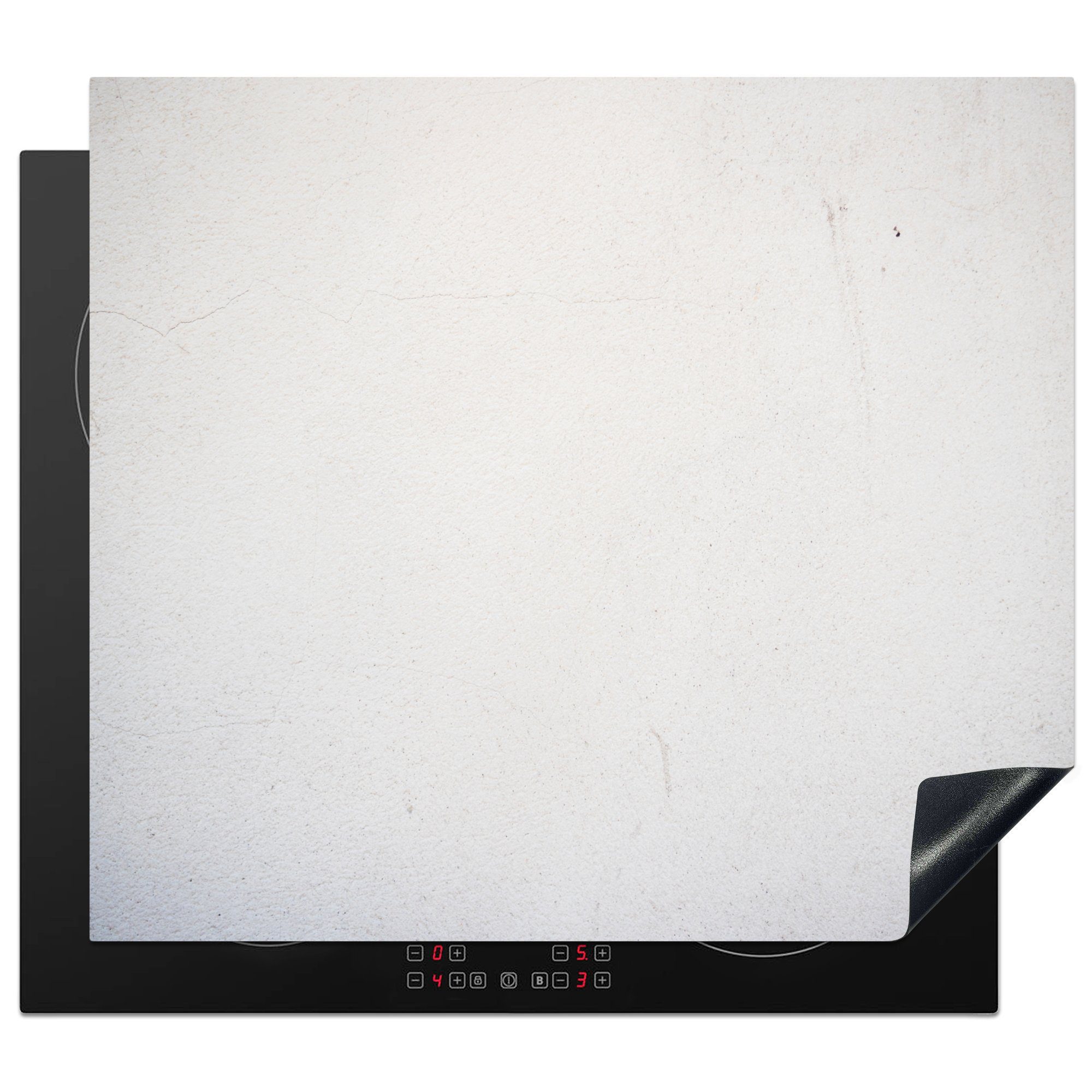 59x51 cm, MuchoWow Beton (1 tlg), Induktionsschutz, Ceranfeldabdeckung Modern, - Vinyl, Herdblende-/Abdeckplatte - Induktionskochfeld, Weiß