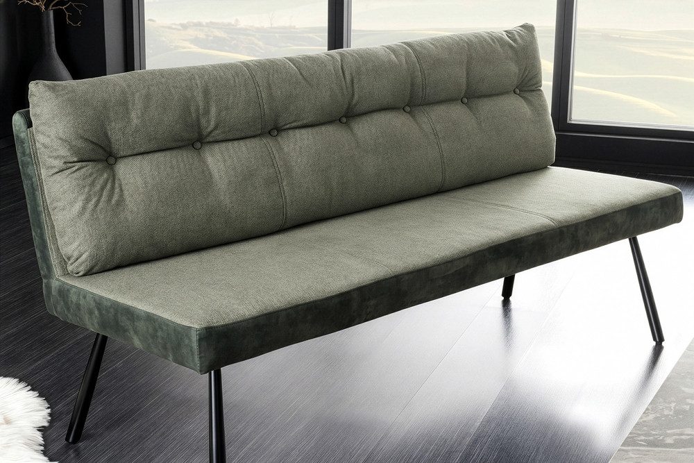 riess-ambiente Sitzbank BIG GEORGE 160cm grün - Samt, Strukturstoff, Metall-Beine, Rundumbezug (Einzelartikel, 1-St), mit Taschenfederkern & Rückenlehne – ideal für Esszimmer oder Küche