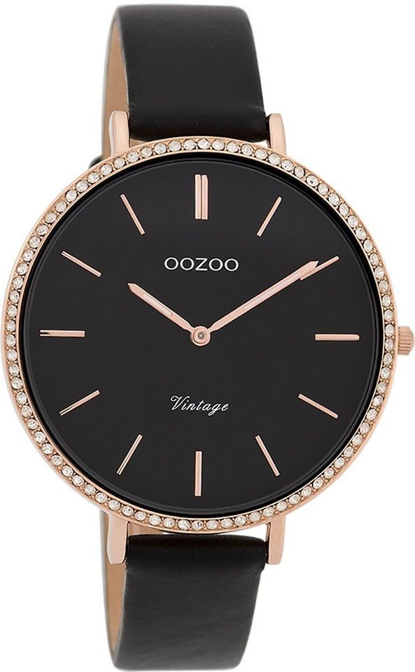 OOZOO Quarzuhr Oozoo Damen Armbanduhr Timepieces Analog, Damenuhr rund,  groß (ca. 40mm) Lederarmband, Fashion-Style