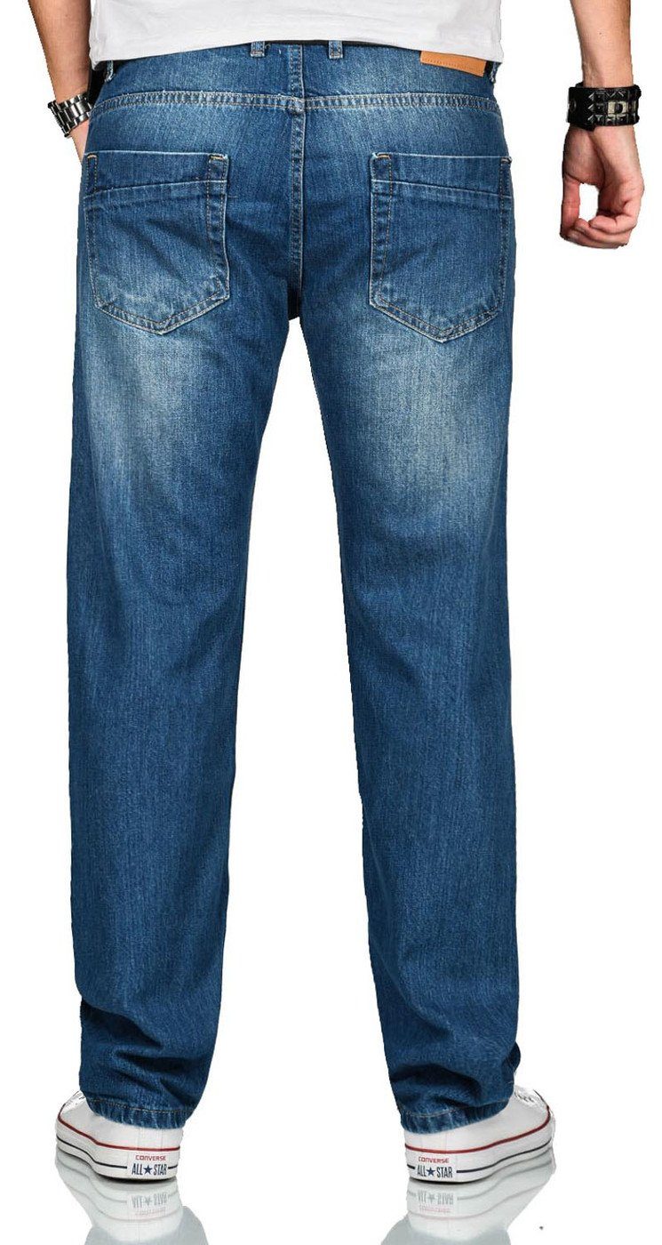 Alessandro Salvarini Straight-Jeans A. Salvarini Beppo Designer Herren Jeans Hose Basic Jeanshose Comfort mit geradem Bein