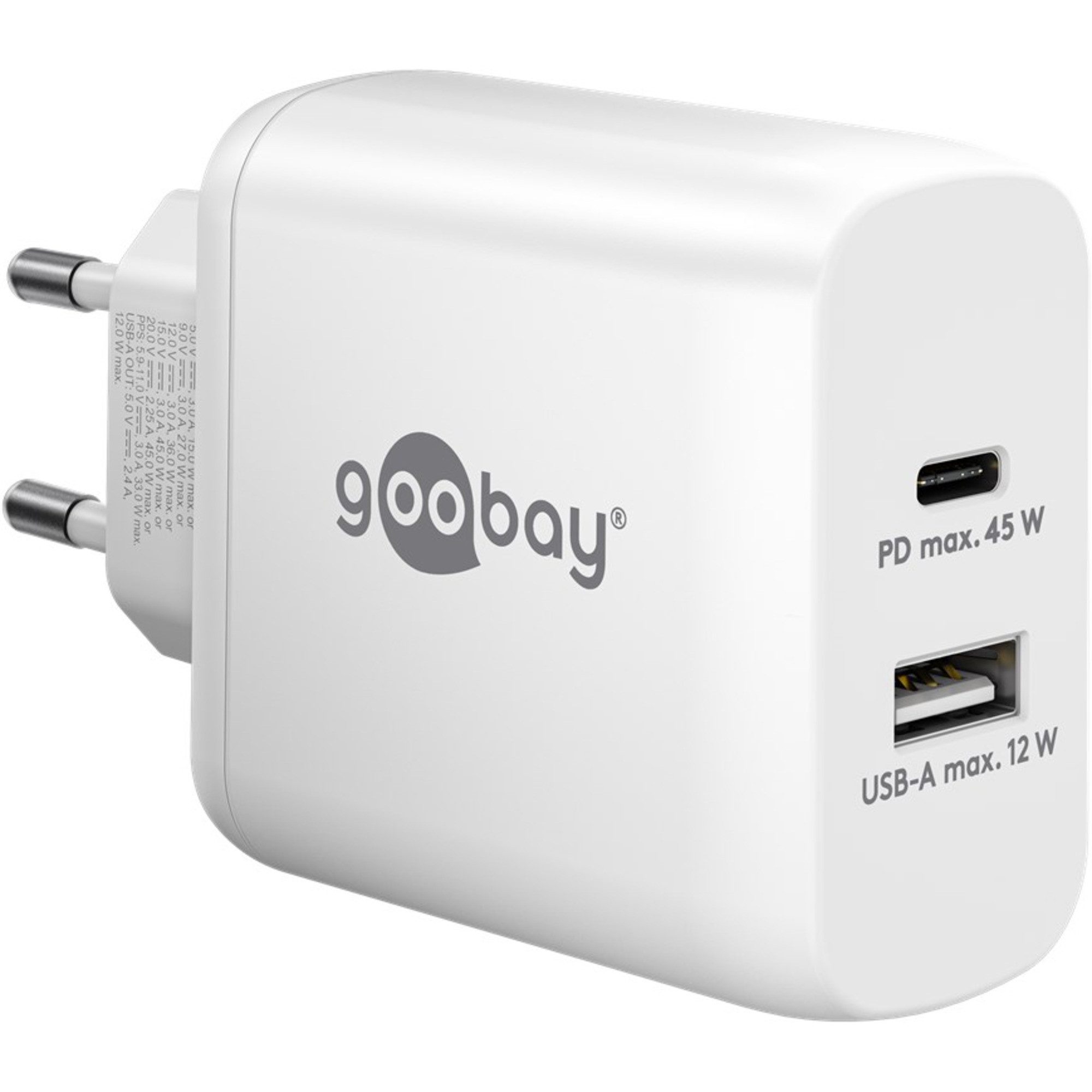 Goobay goobay USB-C PD Dual-Schnellladegerät 45 Watt, Netzteil
