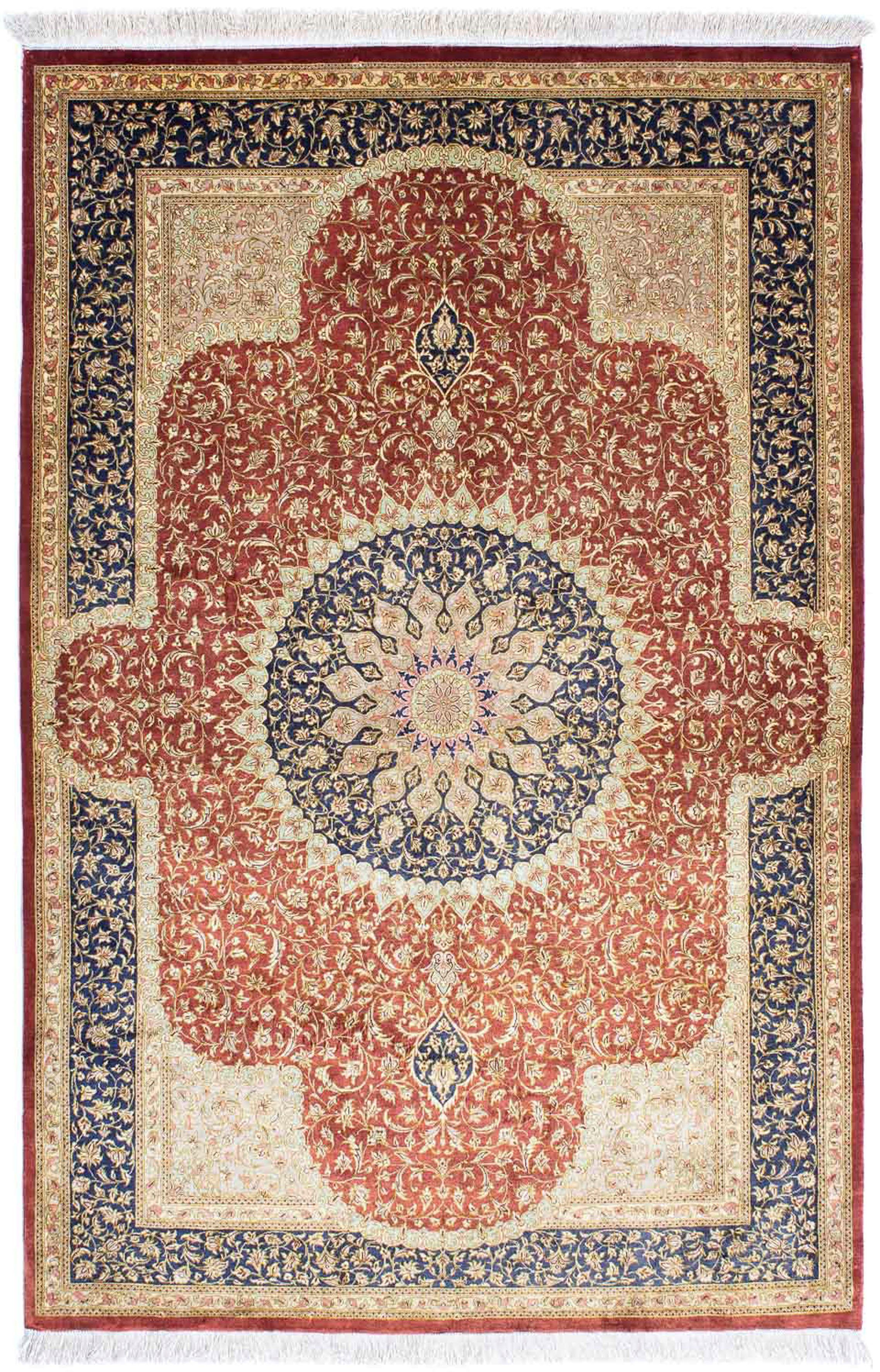 Orientteppich Perser - Handgeknüpft, Einzelstück 100 Zertifikat Ghom mm, - Wohnzimmer, 10 x - Höhe: rost, rechteckig, 154 morgenland, mit cm