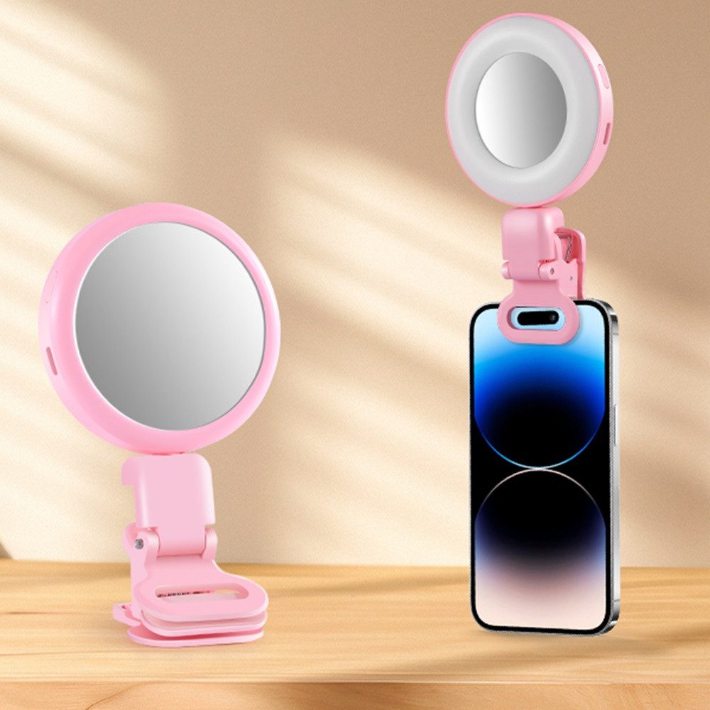 Quntis LED Klemmleuchte mit Spiegel für Handys, Ringlicht mit Klemme, Clip-On, 3 Цвета(ов)