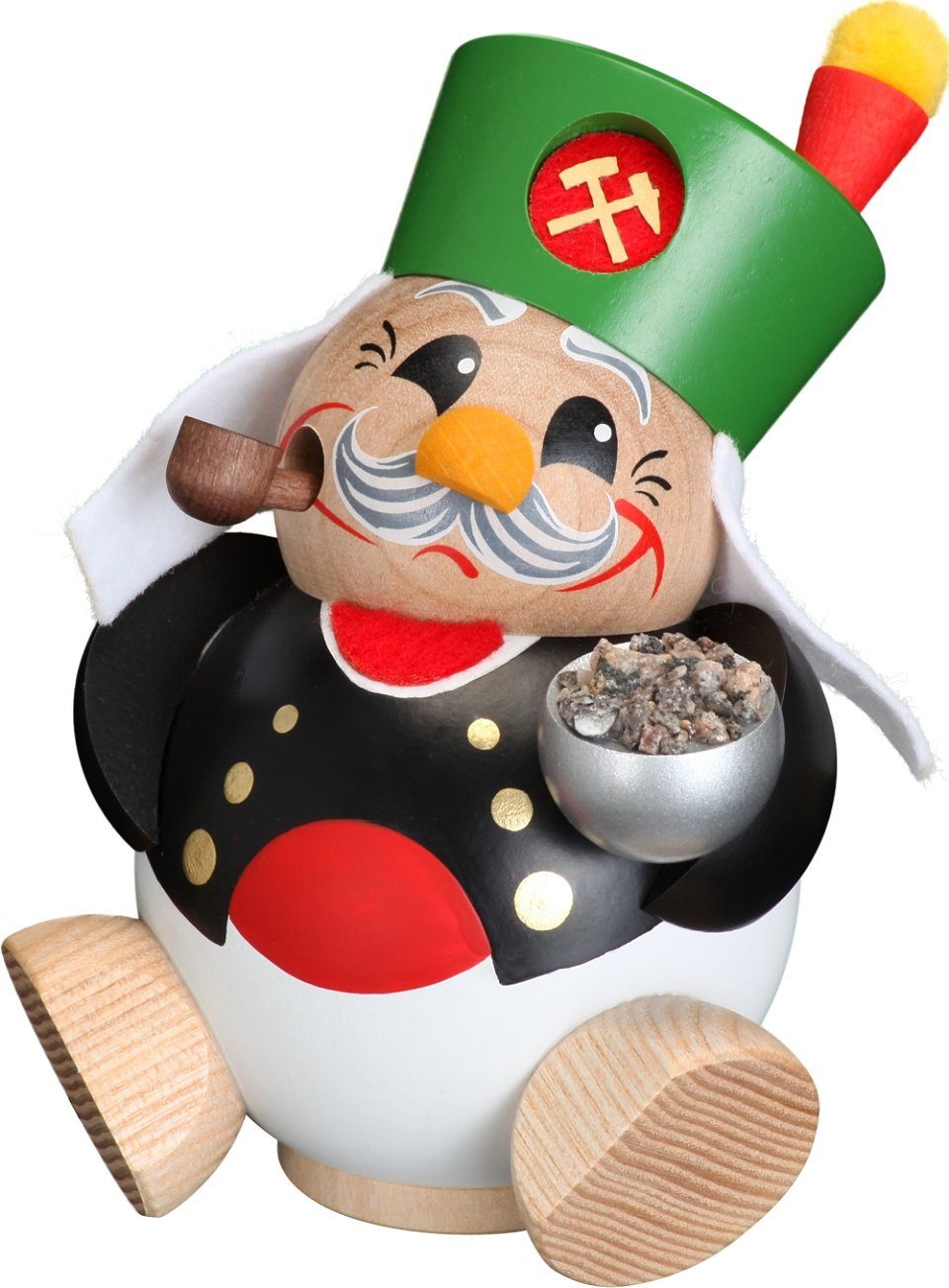 Seiffener Volkskunst Räuchermännchen Kugelräucherfigur Bergmann - neues Design, (1 St), Handarbeit aus dem Erzgebirge