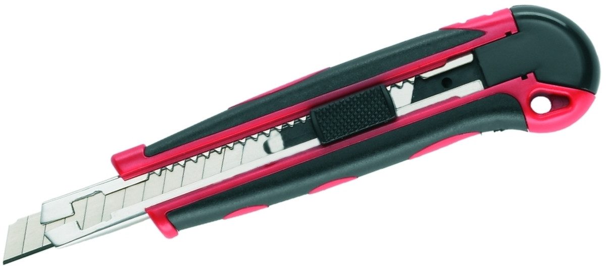 Cutter Cutter Kunststoff 9 mm mit Automatik-Magazin schwarz/rot