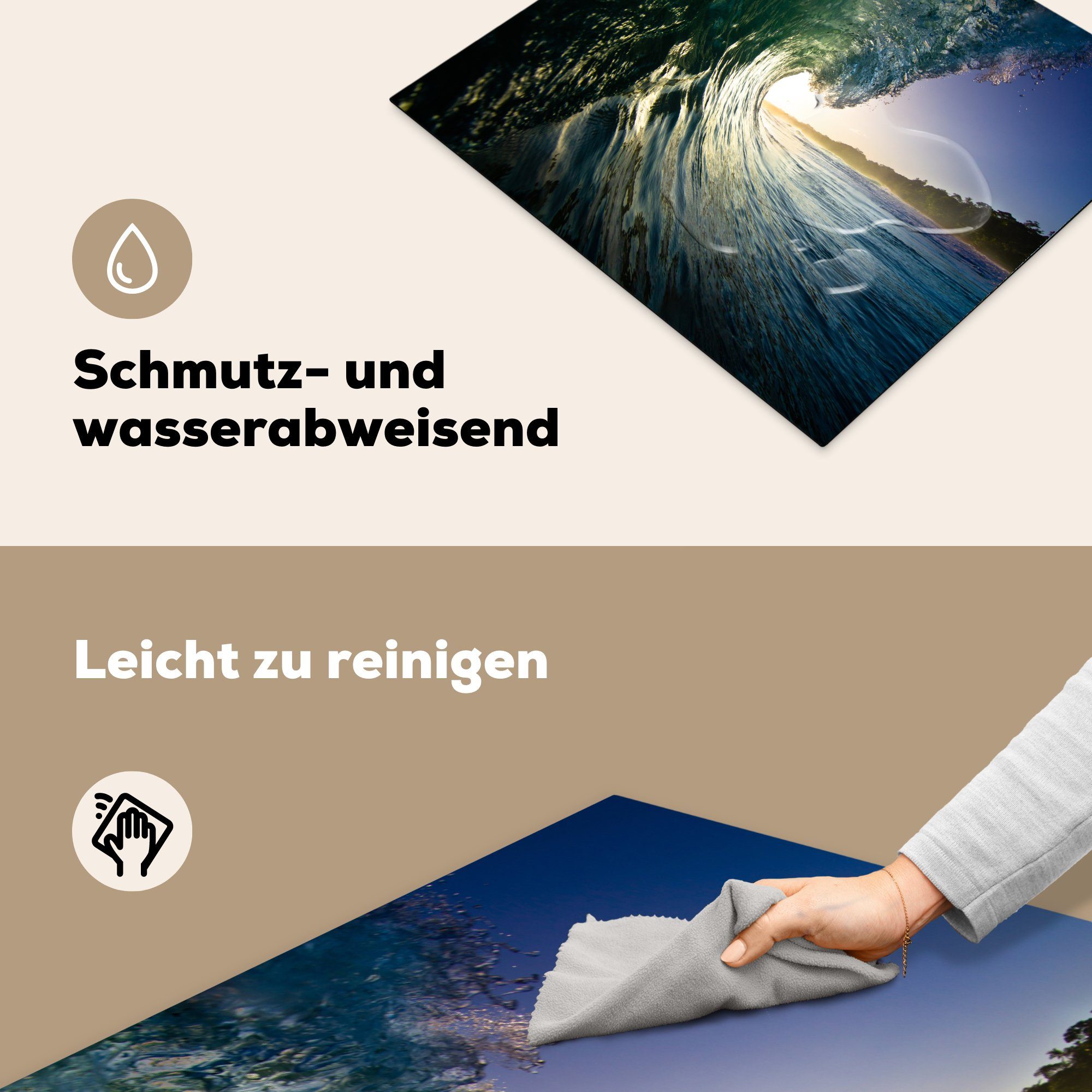 Sonne, die Meer Herdblende-/Abdeckplatte küche, Induktionsmatte cm, (1 Ceranfeldabdeckung tlg), - Golf MuchoWow für - Vinyl, 59x52