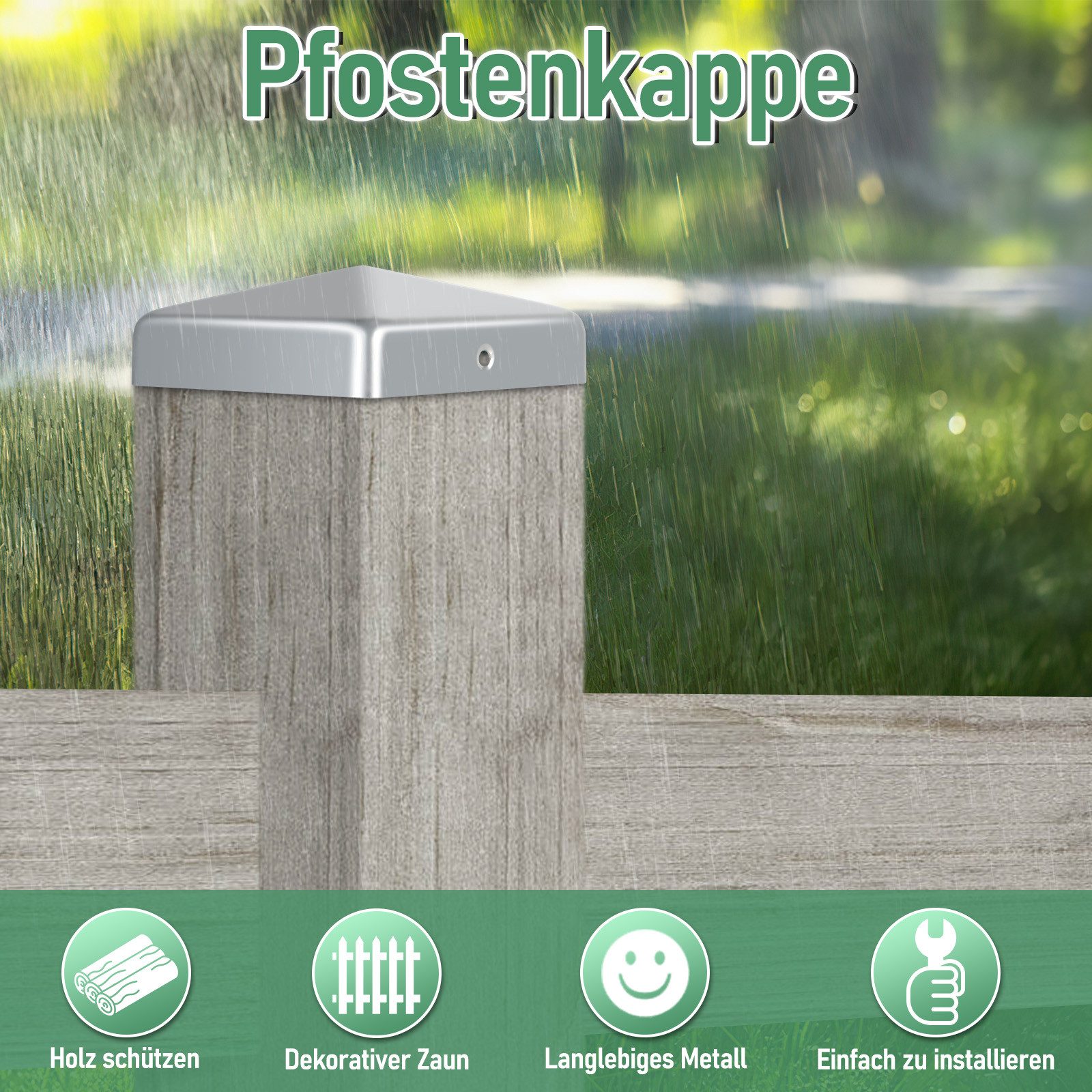 Clanmacy Pfostenkappe 10x Pfostenkappe Pyramide 91X91mm Zaunkappe für Pfosten Silber – Bild 3 von 5