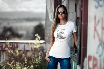 Neverless Print-Shirt Damen T-Shirt Welle Wave California Ocean Drive Surf Summer Slim Fit Neverless® mit Print