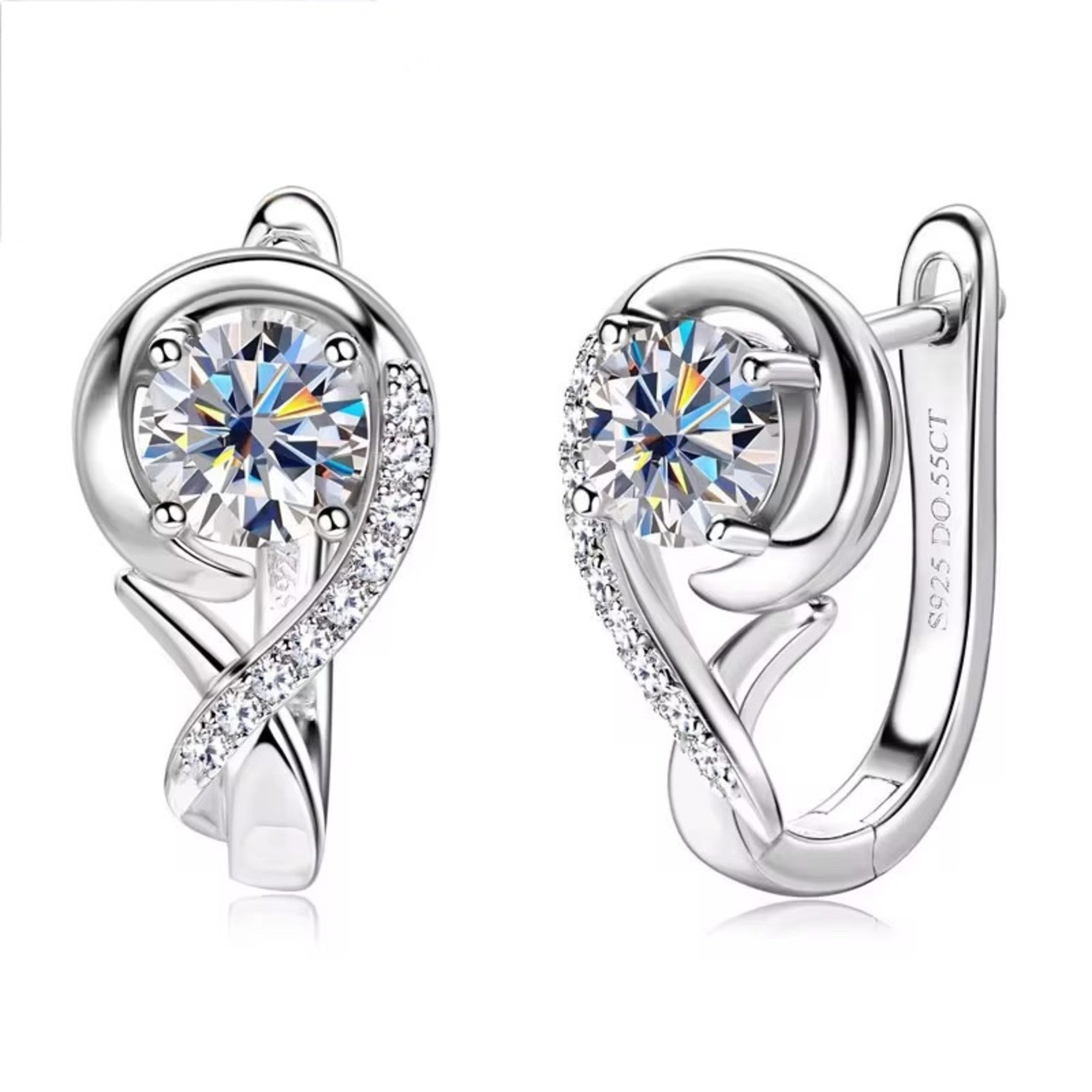ROUGEMONT Paar Creolen Moissanit Damen Creolen Ohrringe 925 Sterling Silber VVS1 D, Echtschmuck mit Echtheitszertifikat