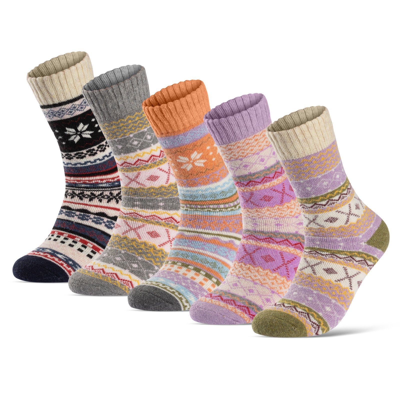 sockenkauf24 Thermosocken 5 Paar Damen & Herren dicke warme Wollsocken Innenfrottee Зимние носки