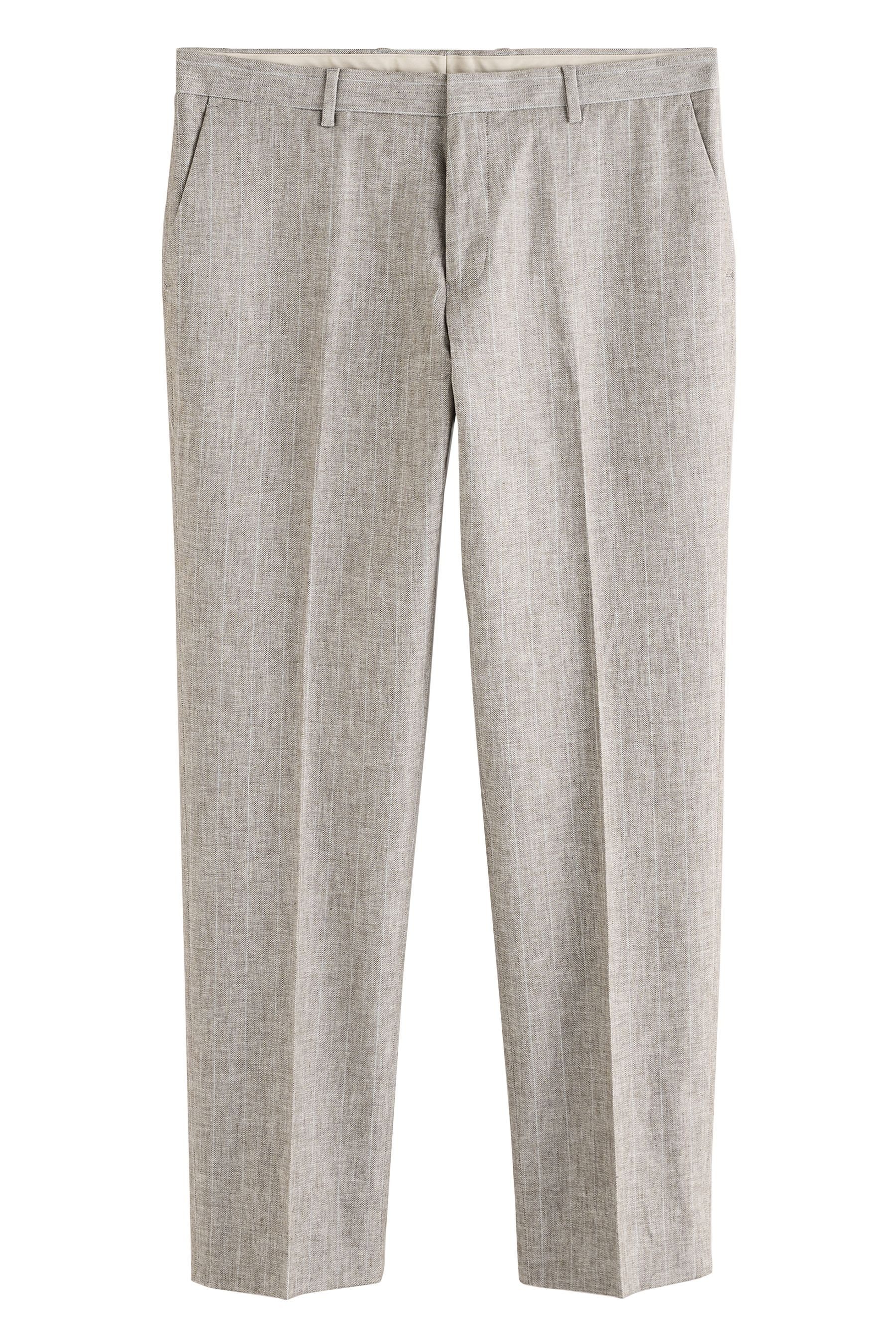 Anzughose Tailored Fit Anzughose mit Streifen aus Leinenmix