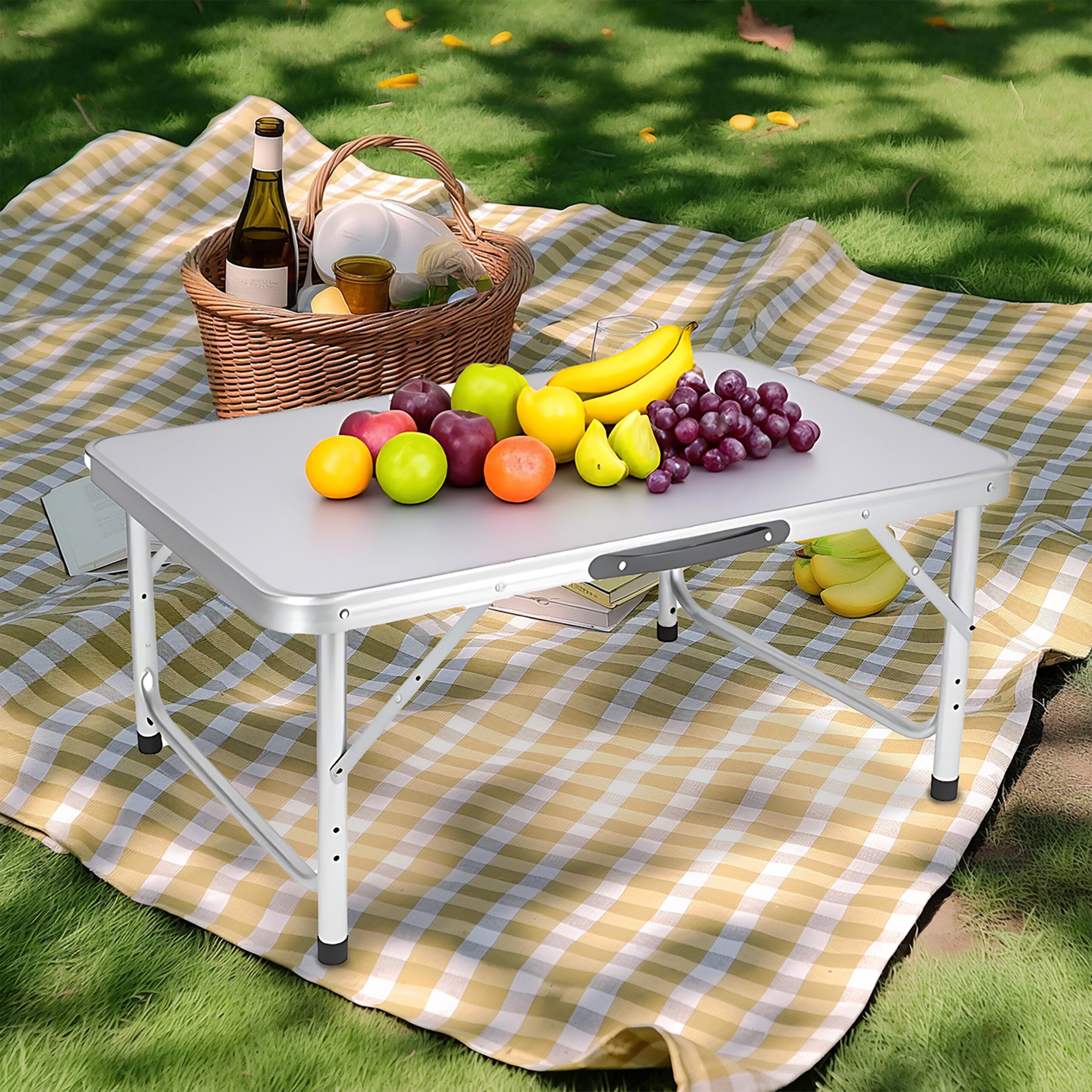 relaxdays Campingtisch klappbar & höhenverstellbar, weiß