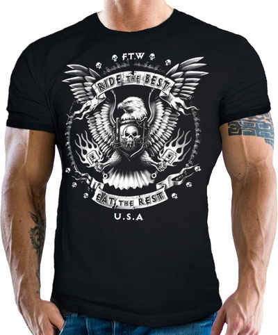 GASOLINE BANDIT® T-Shirt für Motorradfahrer und Biker: Ride The Best, Eat the Rest