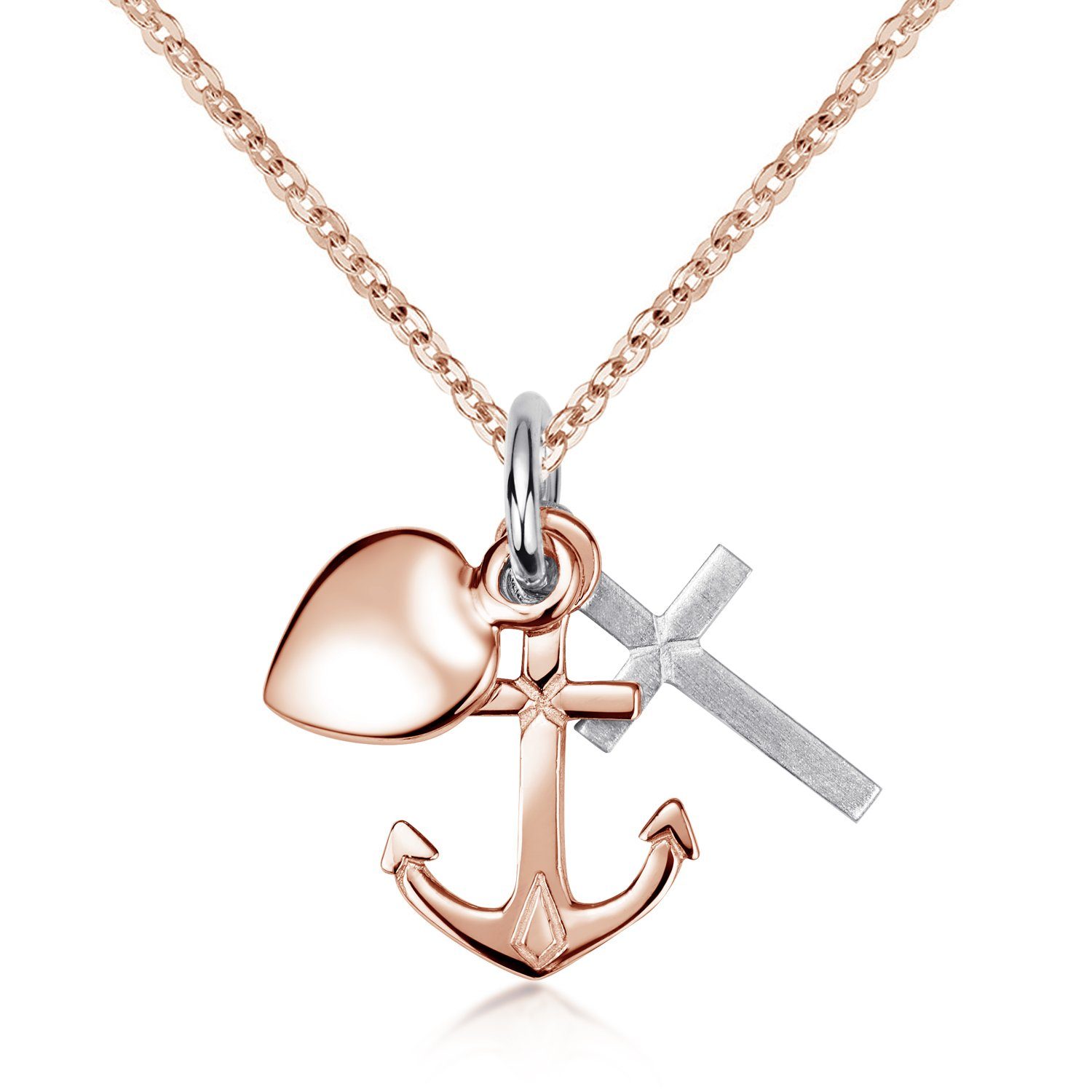 Materia Kettenanhänger Glaube Liebe Hoffnung bicolor KA-234, Aus 925 Sterli günstig online kaufen