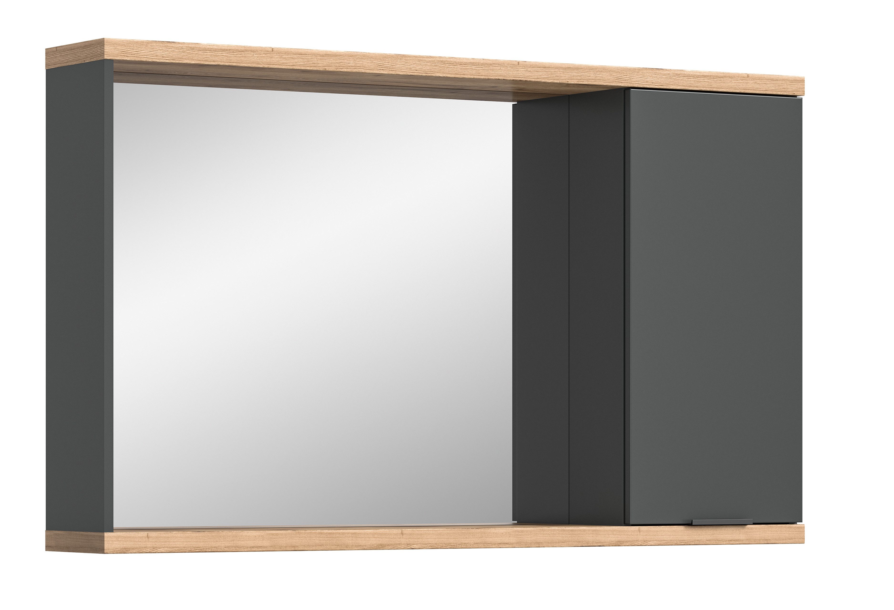 welltime Spiegelschrank Sencillo, Spiegelschrank 130 cm (2-St) Sencillo, Spiegelschrank, 1 Tür, 3 Fächer
