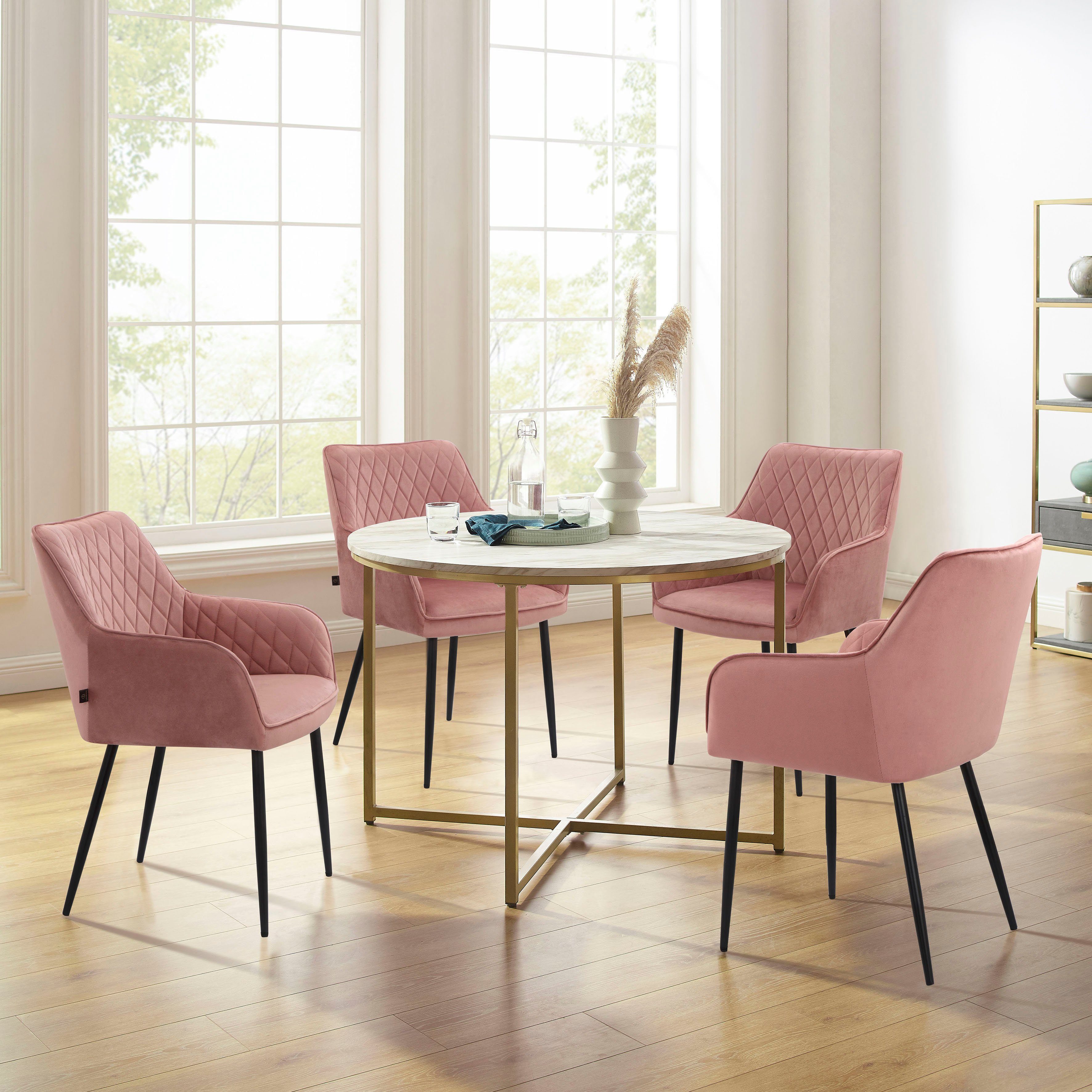 Leonique Esstisch Gondat (1-St), mit Tischplatte in Marmor-Optik, Gestell a günstig online kaufen