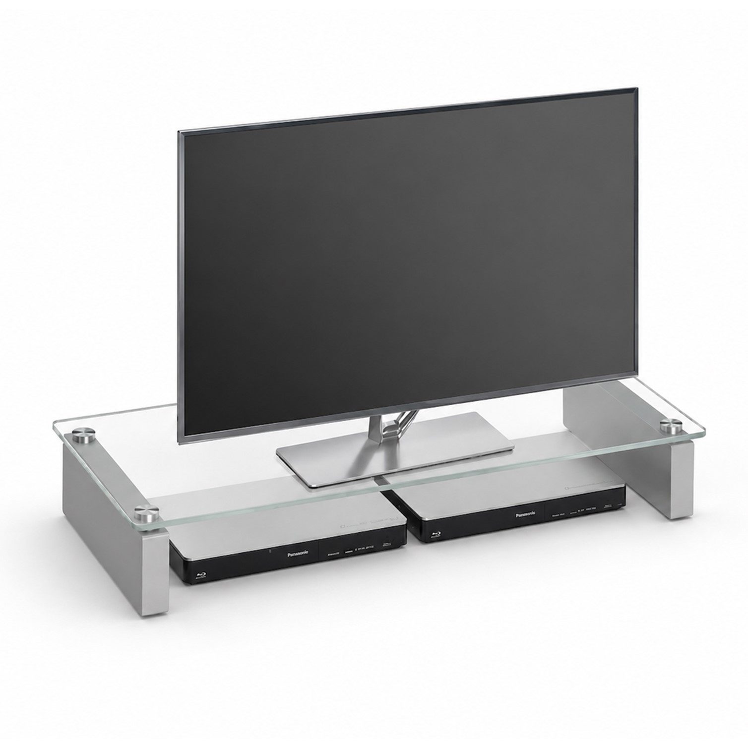 HOOZ TV-Board TV-Tisch/Bildschirmerhöhung TV-Glasaufsatz Monitorerhöhung Klar 82cm (Einzelartikel, 1 St., 1x TV-Board inkl. Montageanleitung), TV-Board aus ESG-Sicherheitsglas mit moderner Klarglas-Optik