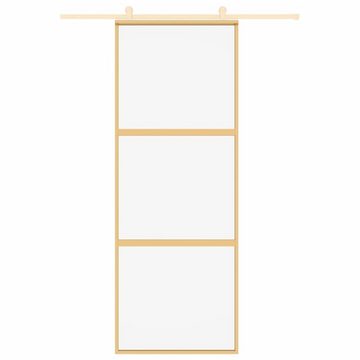 vidaXL Zimmertür Schiebetür Golden 76x205 cm ESG-Klarglas und Aluminium Zimmertür Innen