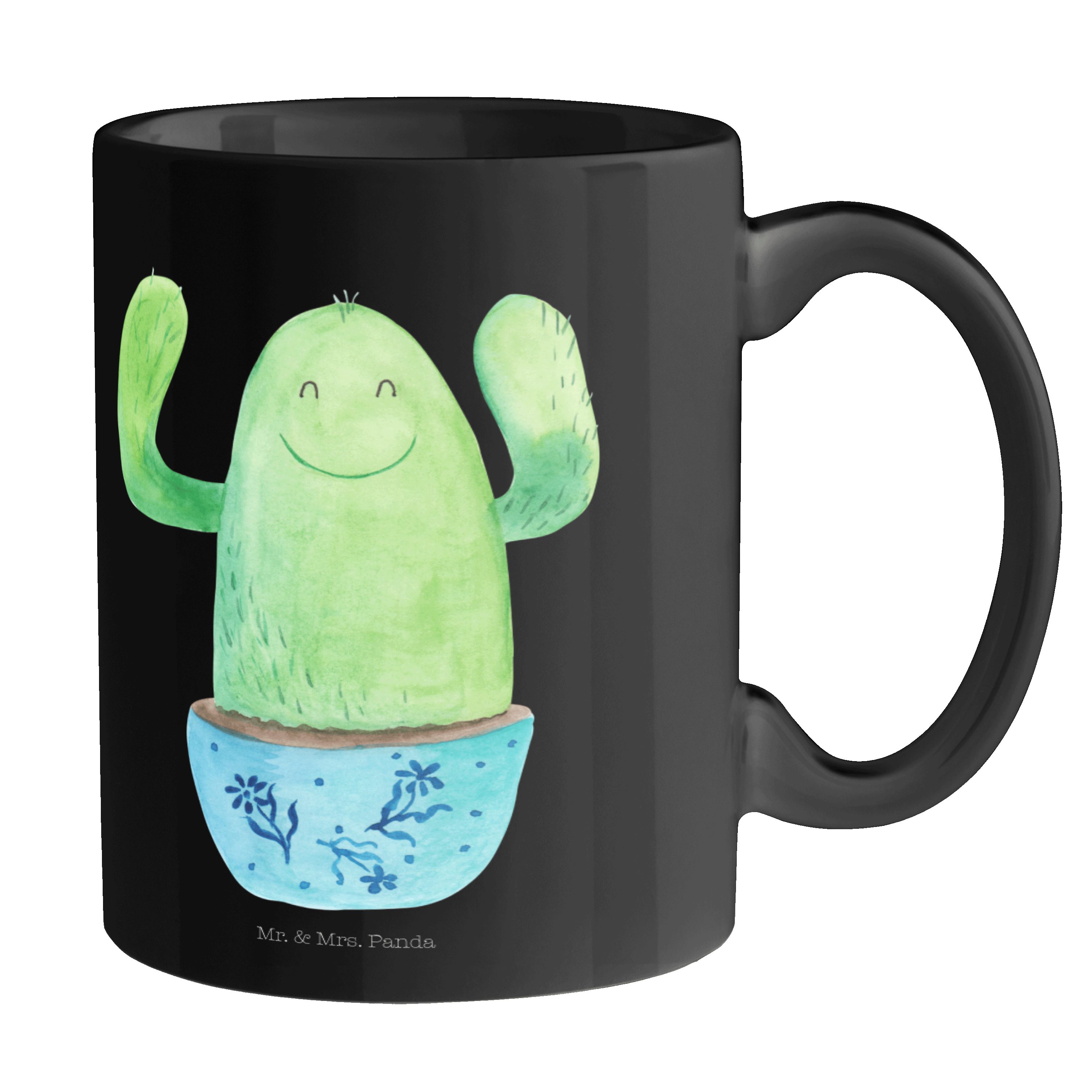 - Freundin, Geschenk Kaktus - Schwarz Tas, & Büroalltag, Tasse Happy Keramik Mr. Panda Schwarz Mrs. Geschenk,