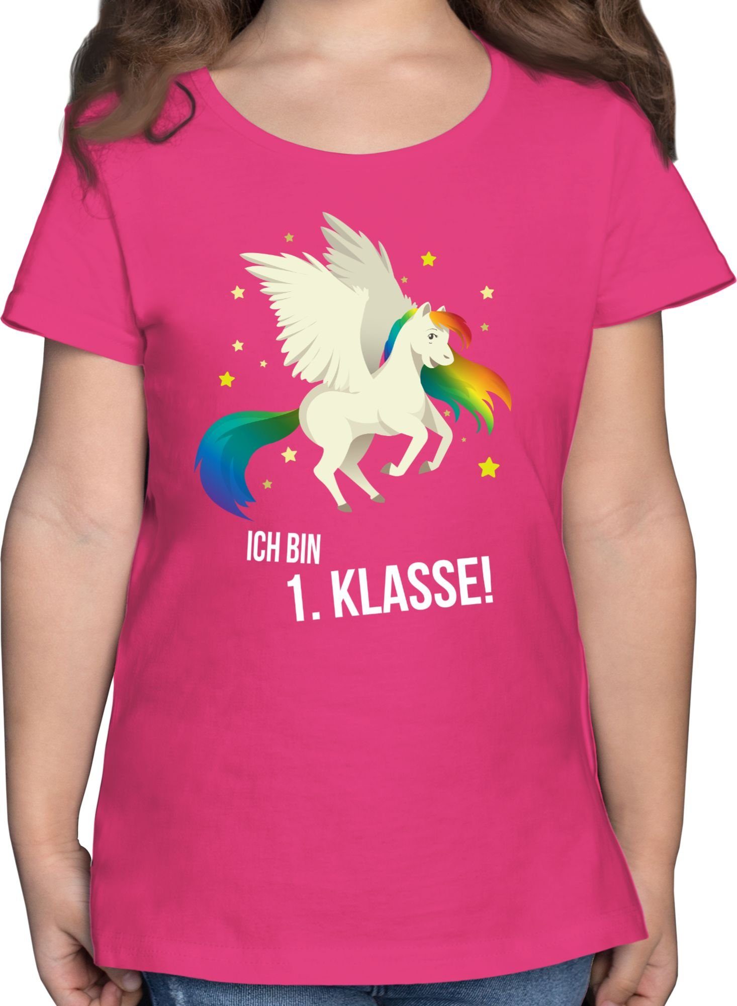 erste bin Fuchsia Shirtracer Klasse 1 Einschulung T-Shirt Mädchen Ich