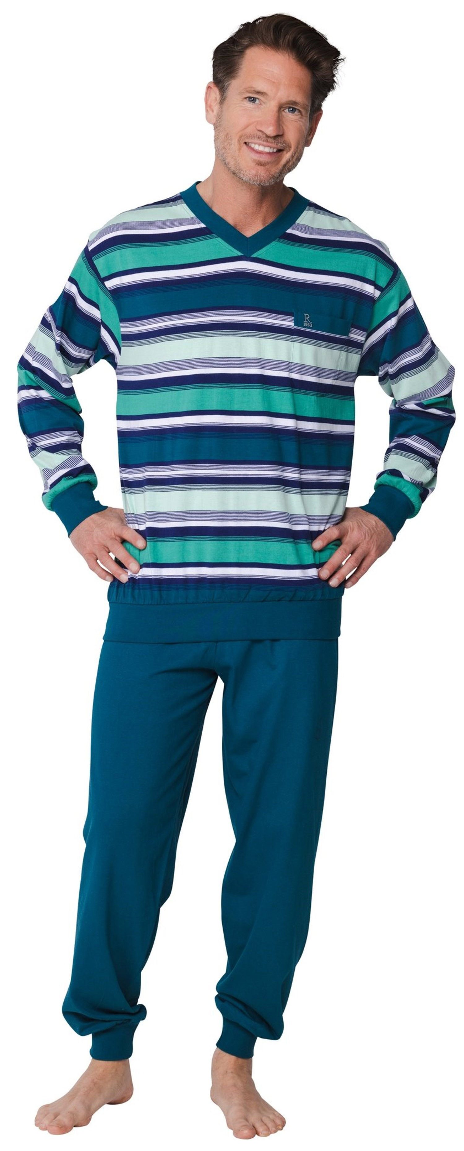 Robson Schlafanzug Herren Pyjama mit Bündchen (2 tlg) Baumwolle günstig online kaufen