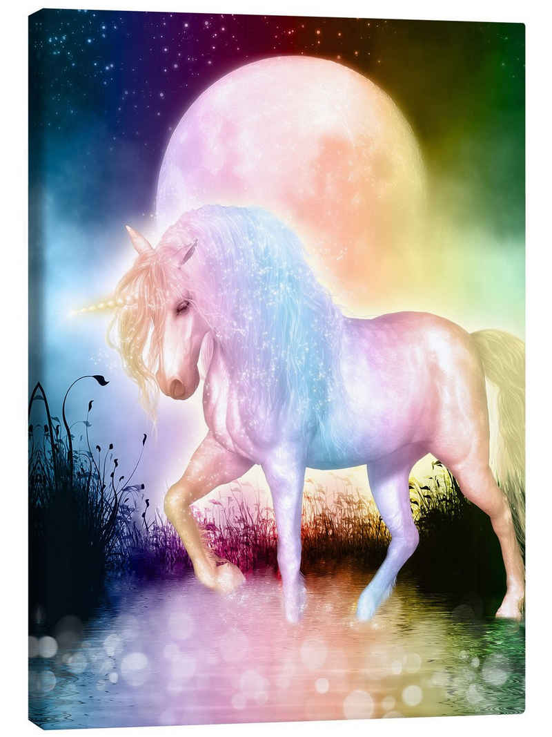Posterlounge Leinwandbild Dolphins DreamDesign, Einhorn – Liebe dich selbst, Kinderzimmer Illustration