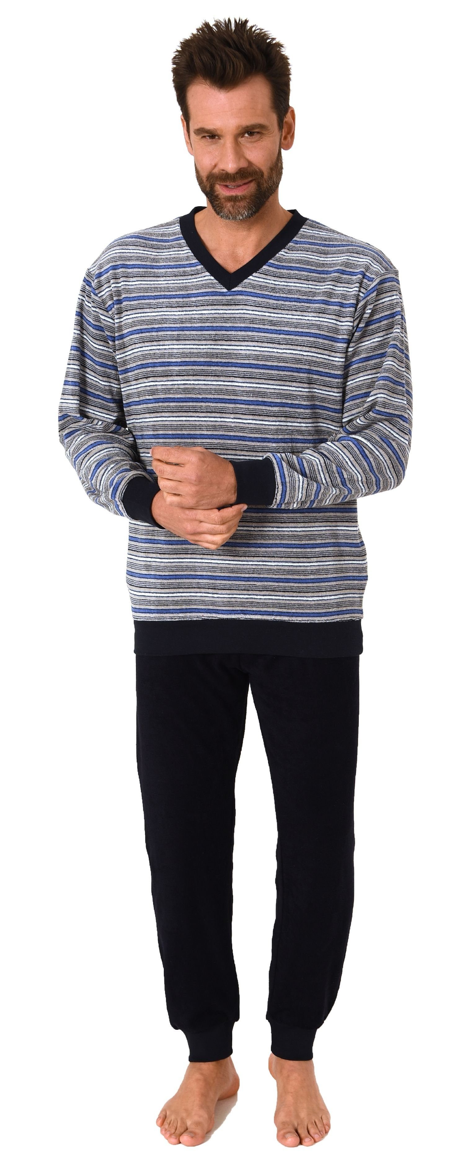 RELAX by Normann Pyjama Herren Frottee Schlafanzug, Pyjama mit Bündchen in günstig online kaufen