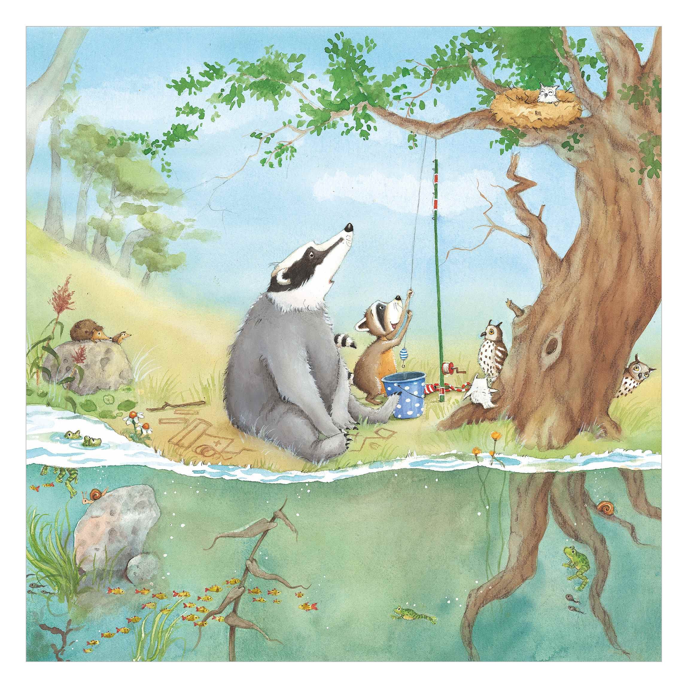 Bilderdepot24 Kindertapete Kinderzimmer Wassili Waschbär Elsa Wald Baum Eul günstig online kaufen