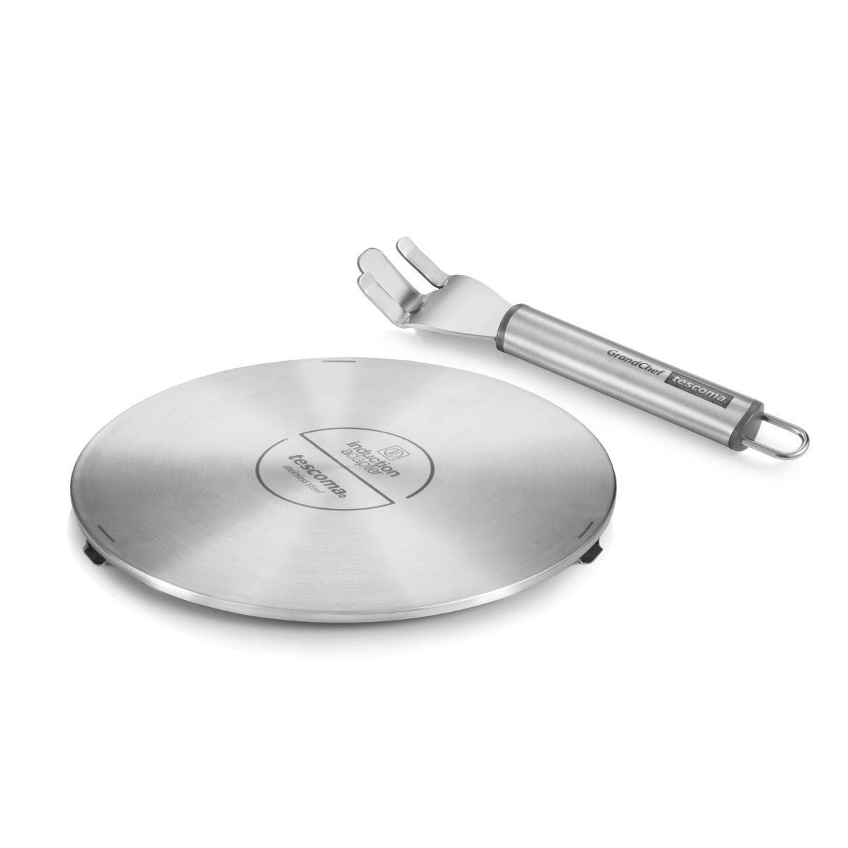 Tescoma Kochfeld-Adapter Tescoma Induktionsadapter GrandCHEF Ø 21 cm mit abnehmbarem Griff, Zubehör für Induktionsherde und nicht magnetisches Kochgeschirr, Mehrlagig, Aluminiumkern, abnehmbarer Griff, spülmaschinenfest