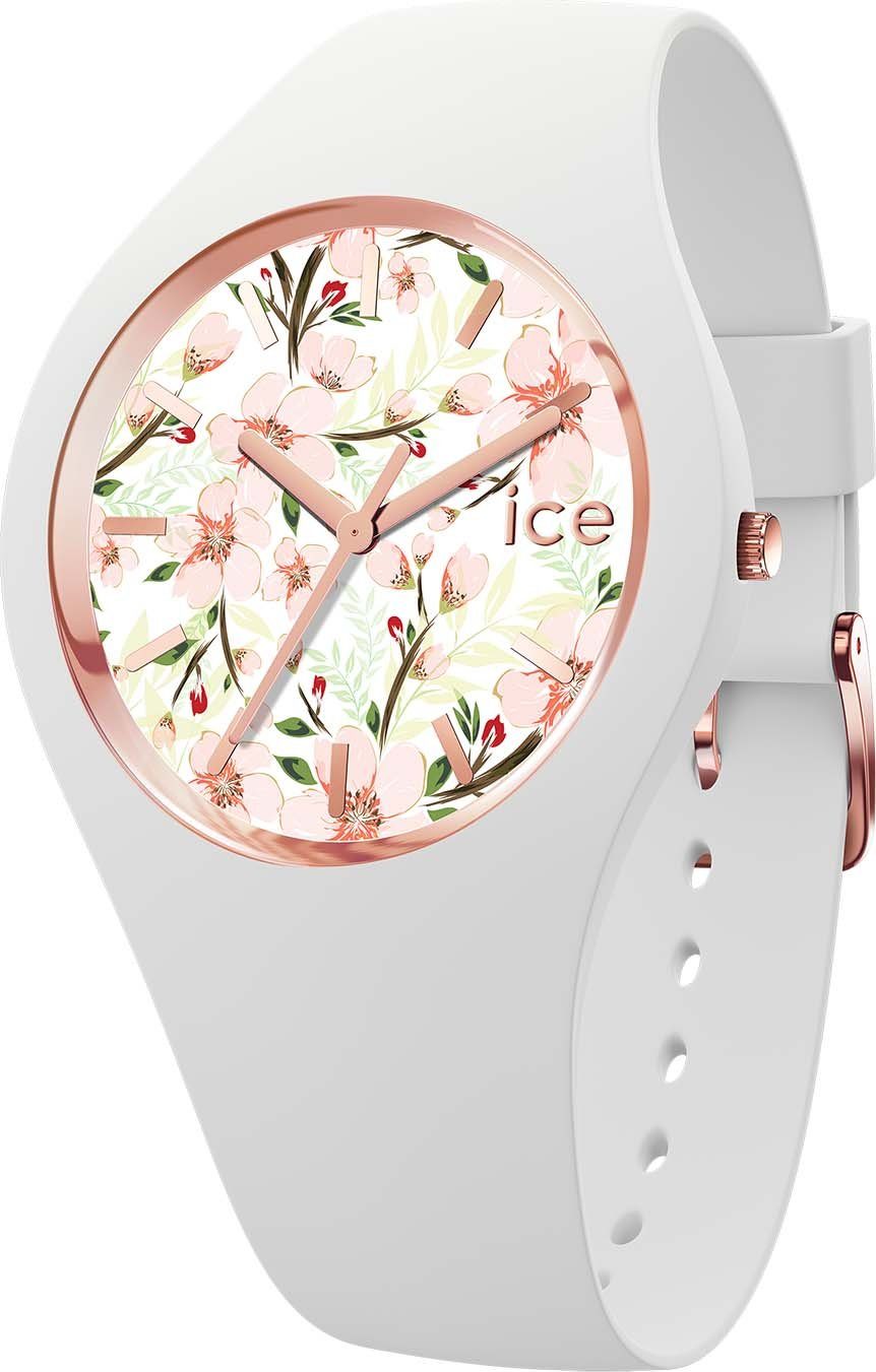 White Quarzuhr sage ICE- flower- ice-watch rosa, M, weiß 020516