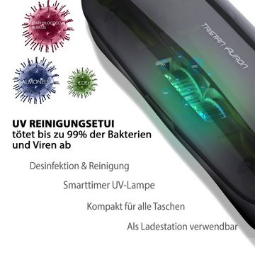 Tristan Auron Schallzahnbürste Business Class + UV Case + 2x Köpfe I 55.000 Vibrationen 60 Tage Akku, Aufsteckbürsten: 2 St.