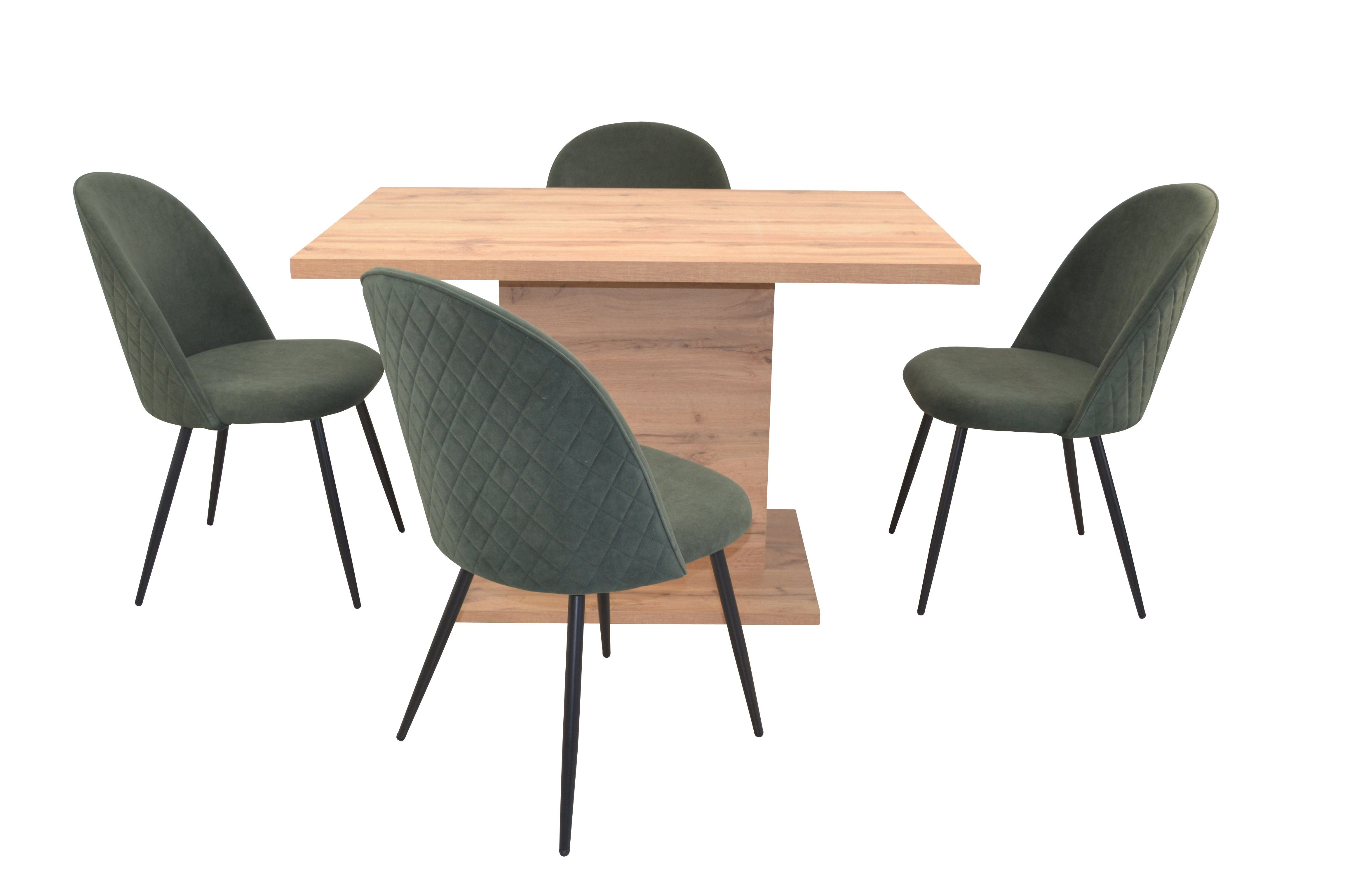 Stühlen, Tischgruppe, Set) 5teilige ausziehbar bestehend und moebel-direkt-online (Spar-Set, Esstisch, Essgruppe 5teiliges 4 aus grün
