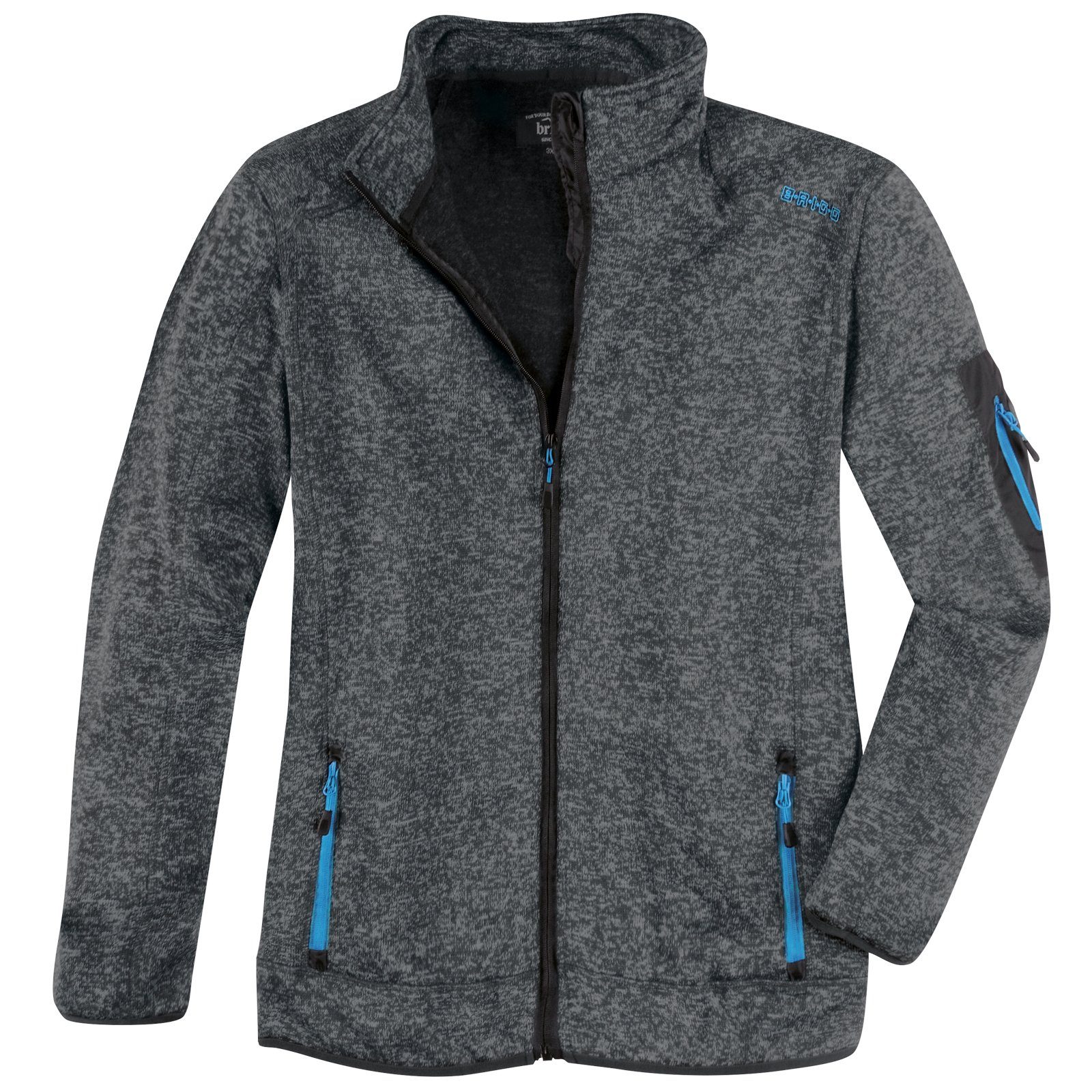 Brigg Fleecejacke Übergröße Brigg Strickoptik Fleecejacke mittelgrau